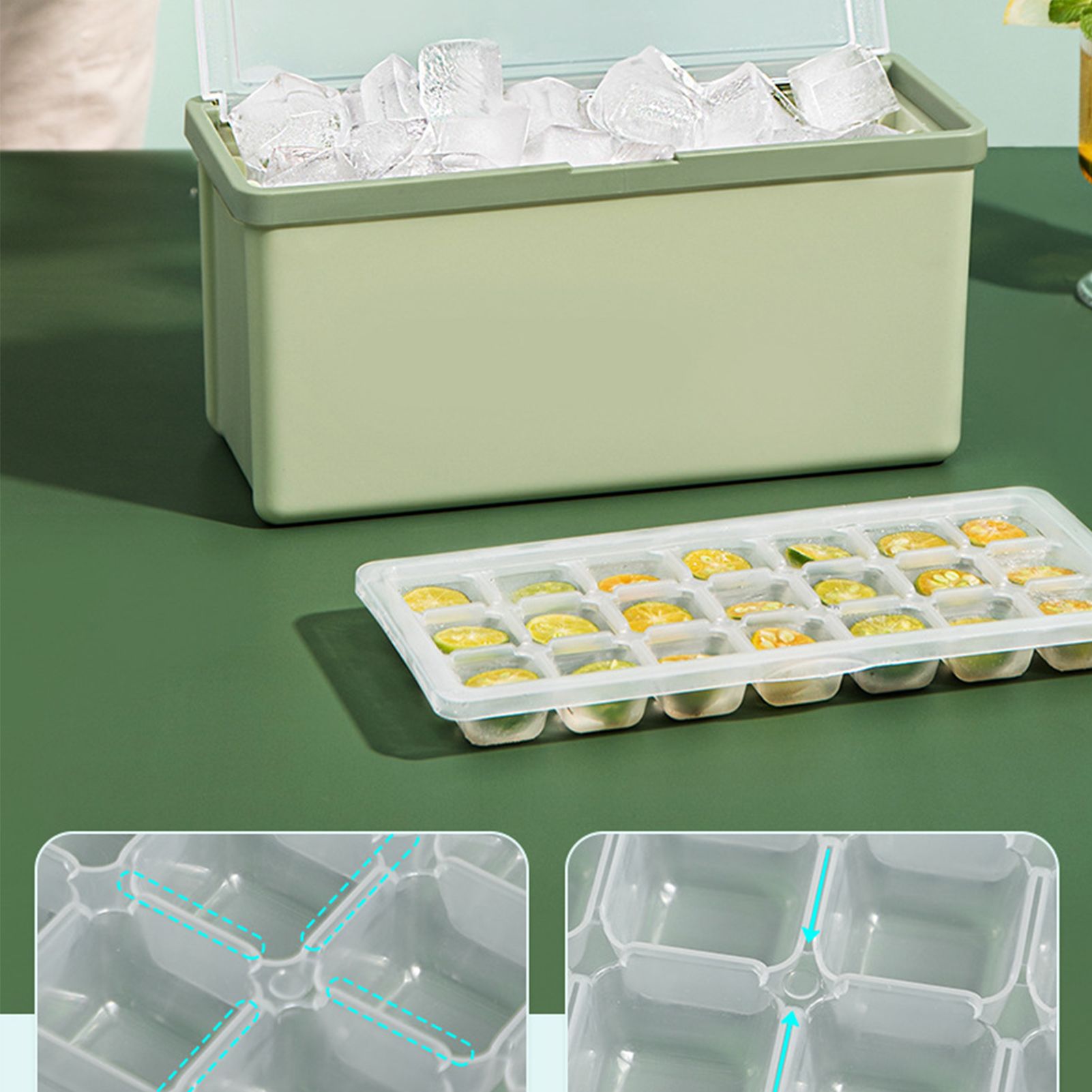 3 Layer Ice Cube Tray Large Capacity Easy Demoulding Pull Out Ice Cube Bin view 12