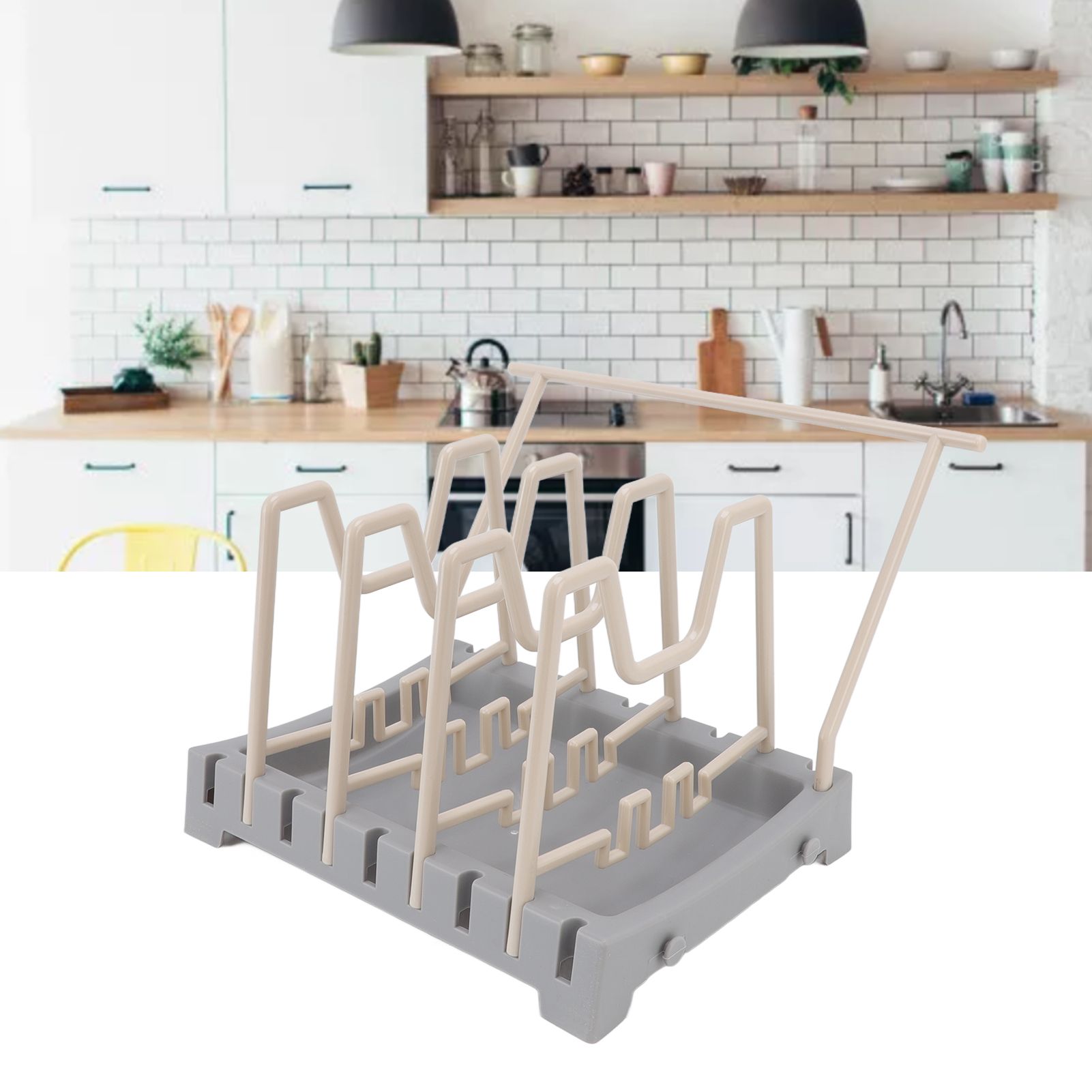 Pot Lid Holder Durable PP Space Saving Stable Nonslip Base Wide Application view 12