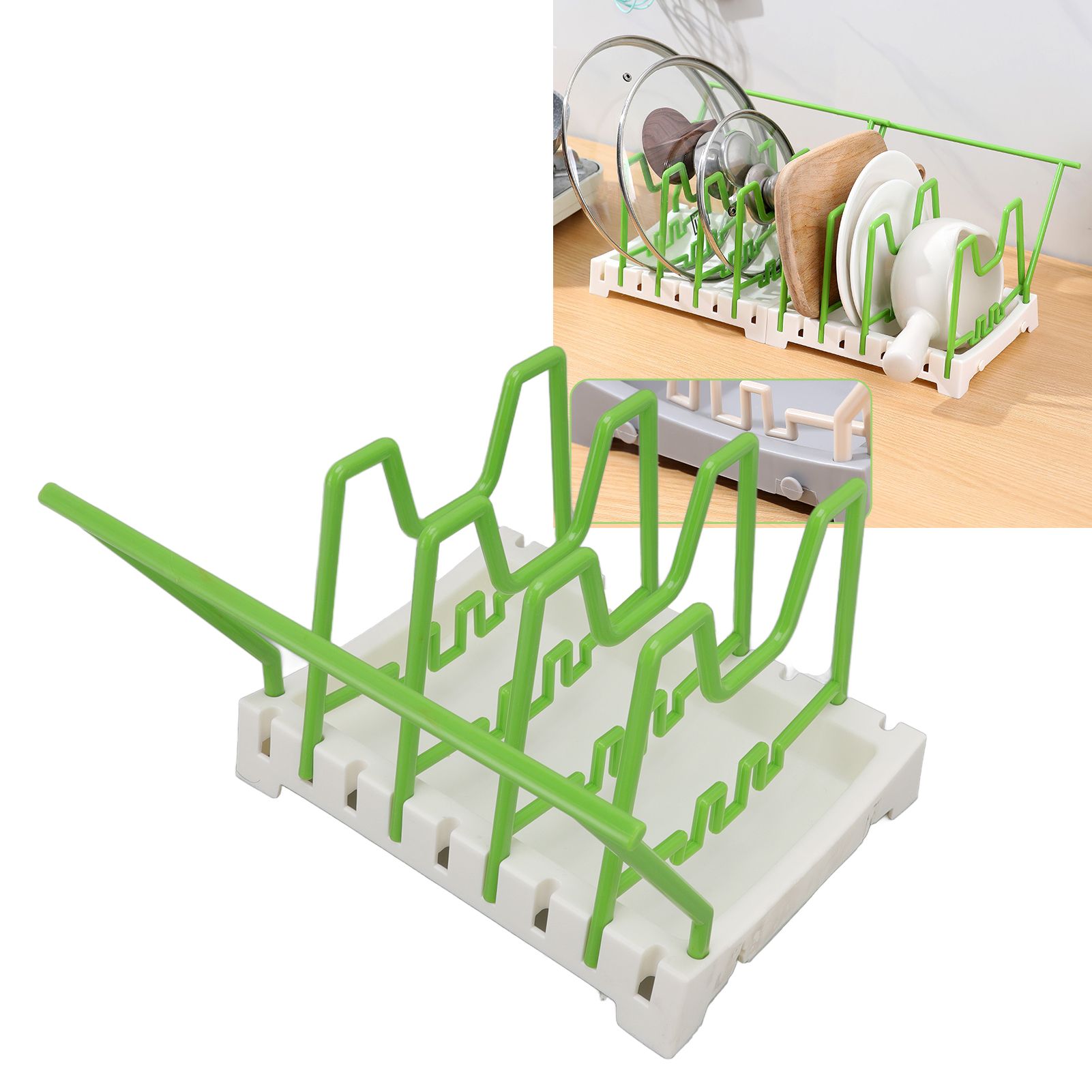 Pot Lid Holder Durable PP Space Saving Stable Nonslip Base Wide Application view 11
