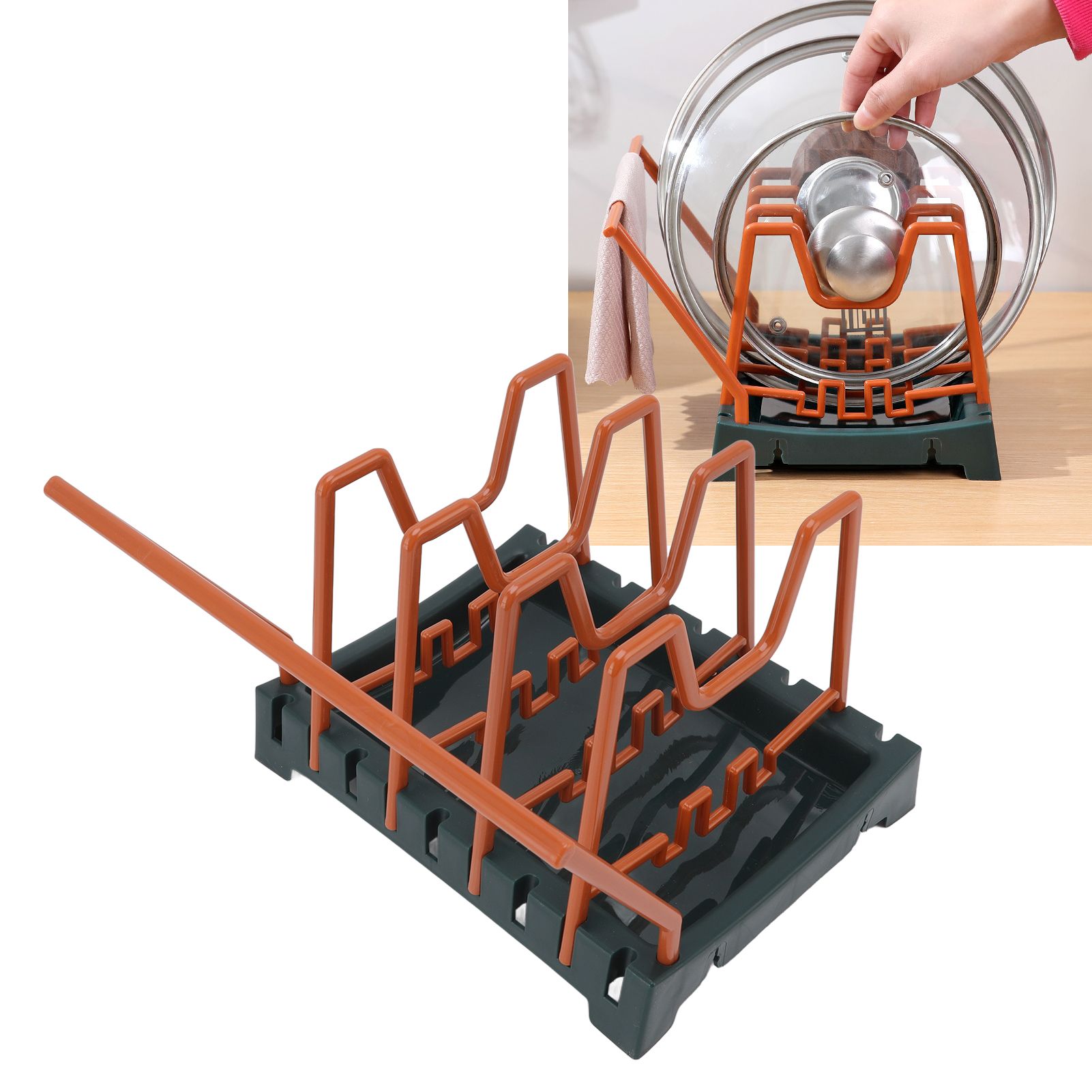 Pot Lid Holder Durable PP Space Saving Stable Nonslip Base Wide Application view 11