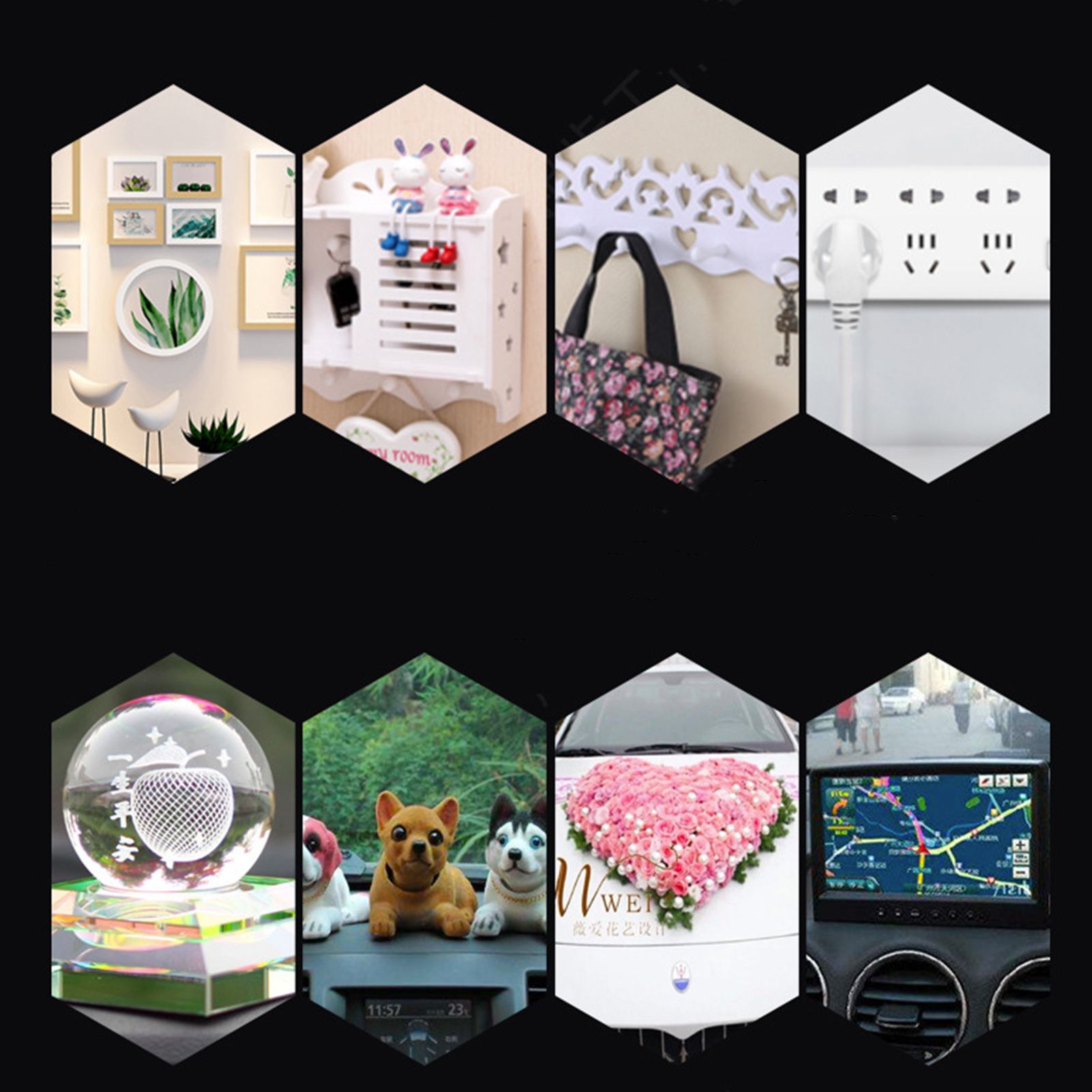 Adhesive Wall Mounting Strip Double Sided Tape Resuable Clear Removable view 3