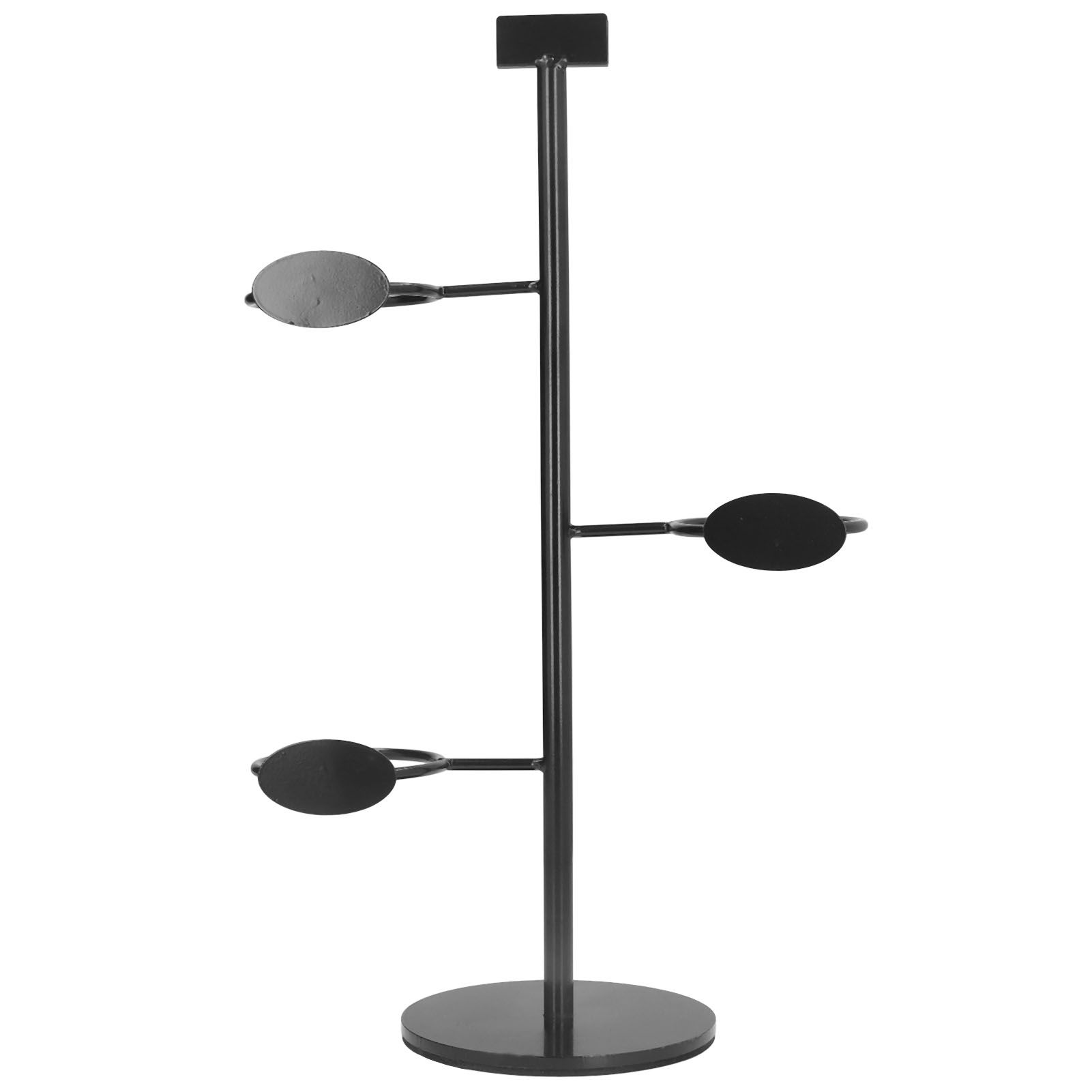 Cup Holder 3 Holes Black Appearance Iron Material Simple Stylish Cup Display