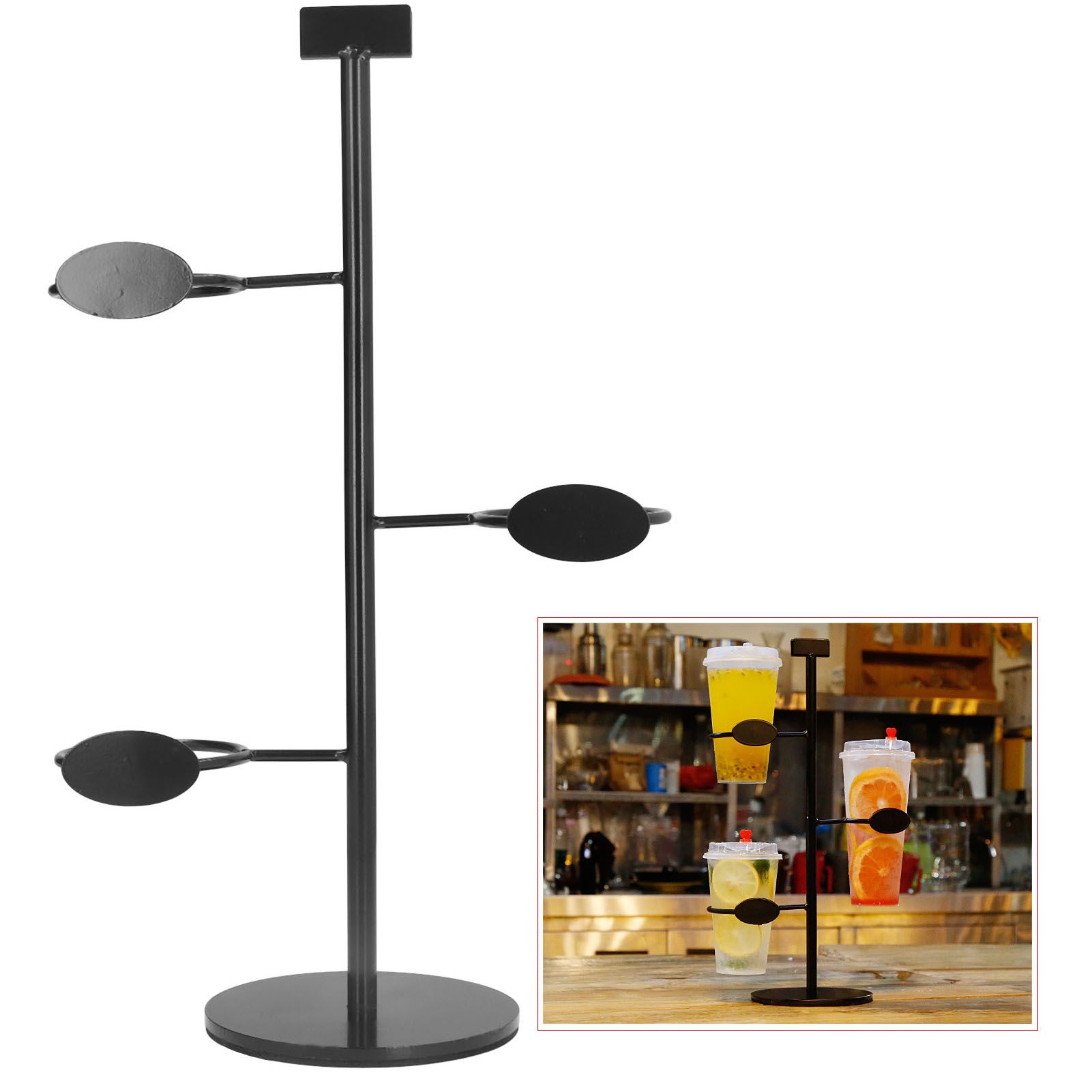 Cup Holder 3 Holes Black Appearance Iron Material Simple Stylish Cup Display view 11
