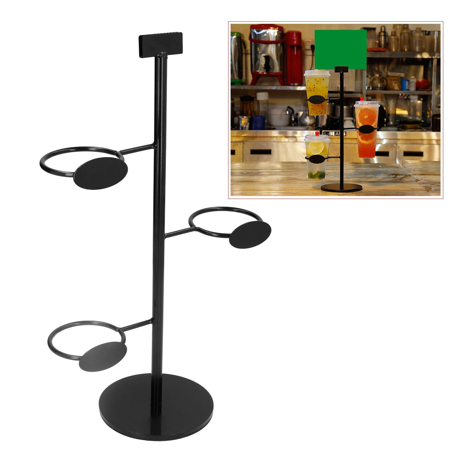 Cup Holder 3 Holes Black Appearance Iron Material Simple Stylish Cup Display view 12