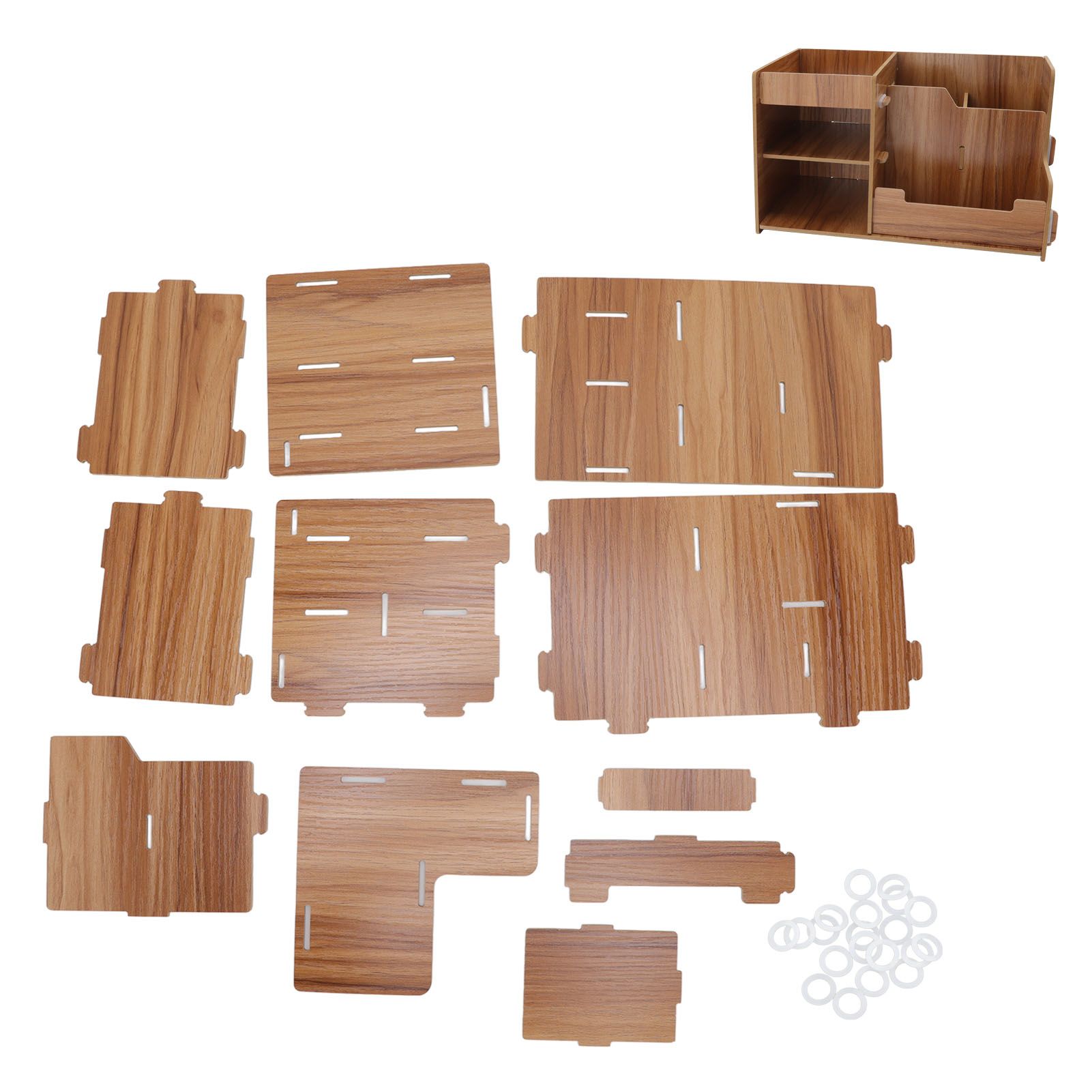 Wooden Desk Organize Shelf Multi Layer Space Saving Tabletop Storage Box for