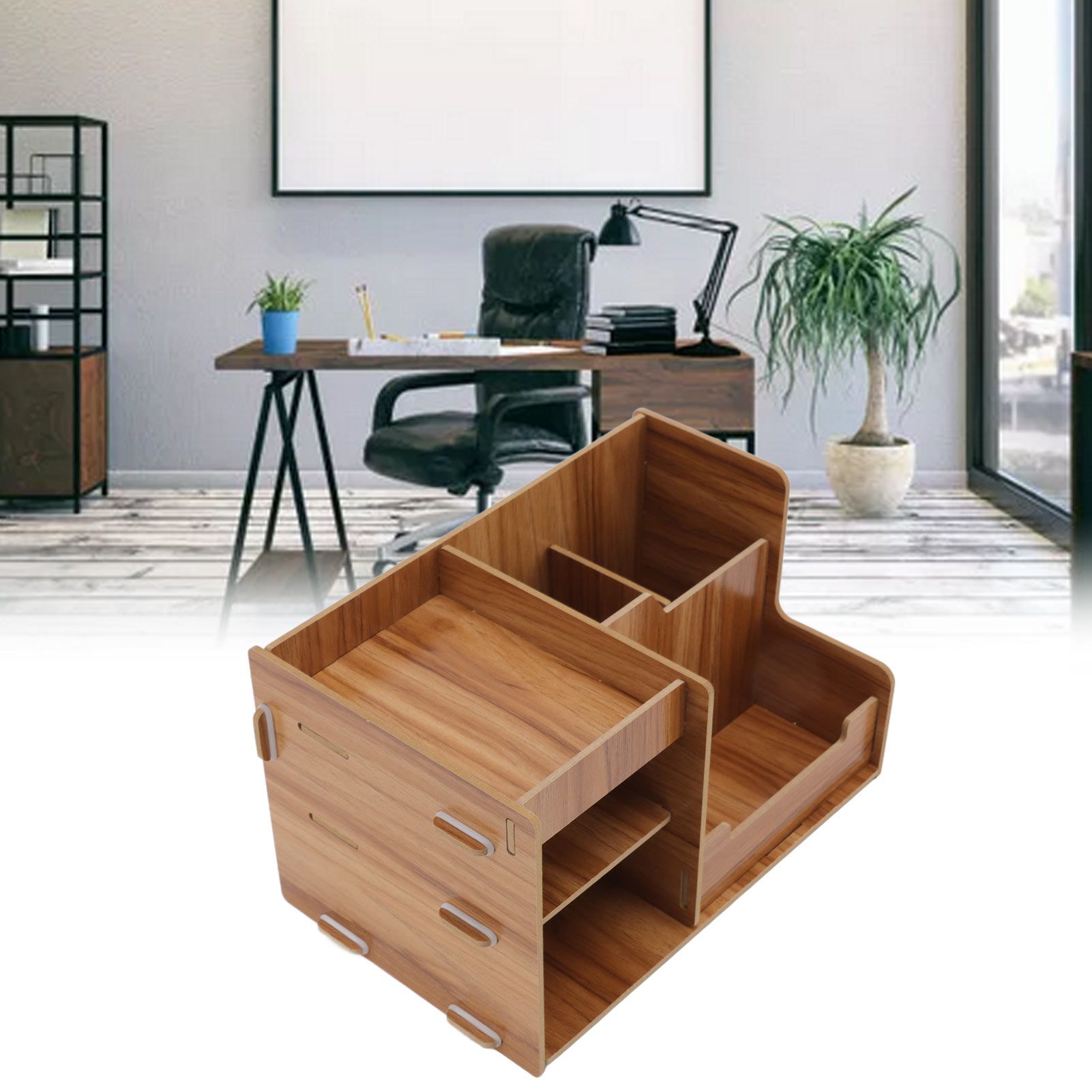 Wooden Desk Organize Shelf Multi Layer Space Saving Tabletop Storage Box for view 11