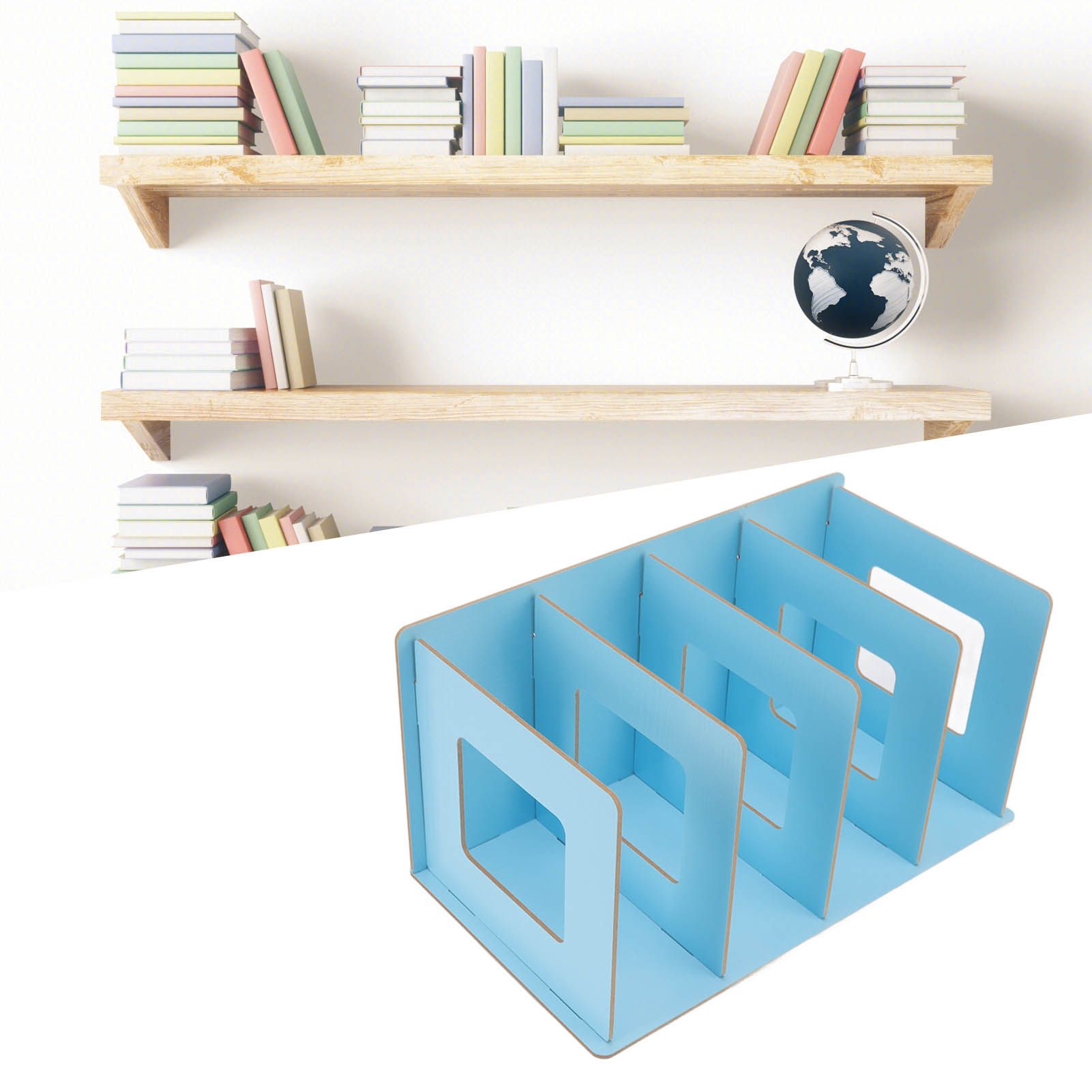 Desk Book Rack Space Saving Wooden Card Magazine Holder DIY Desktop Bookshelf view 11