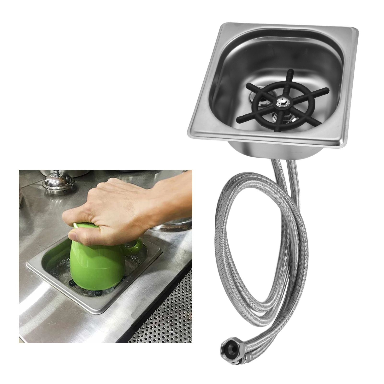 Glass Rinser Stainless Steel Automatic Cup Washer Cleaner for Bar Pub view 11