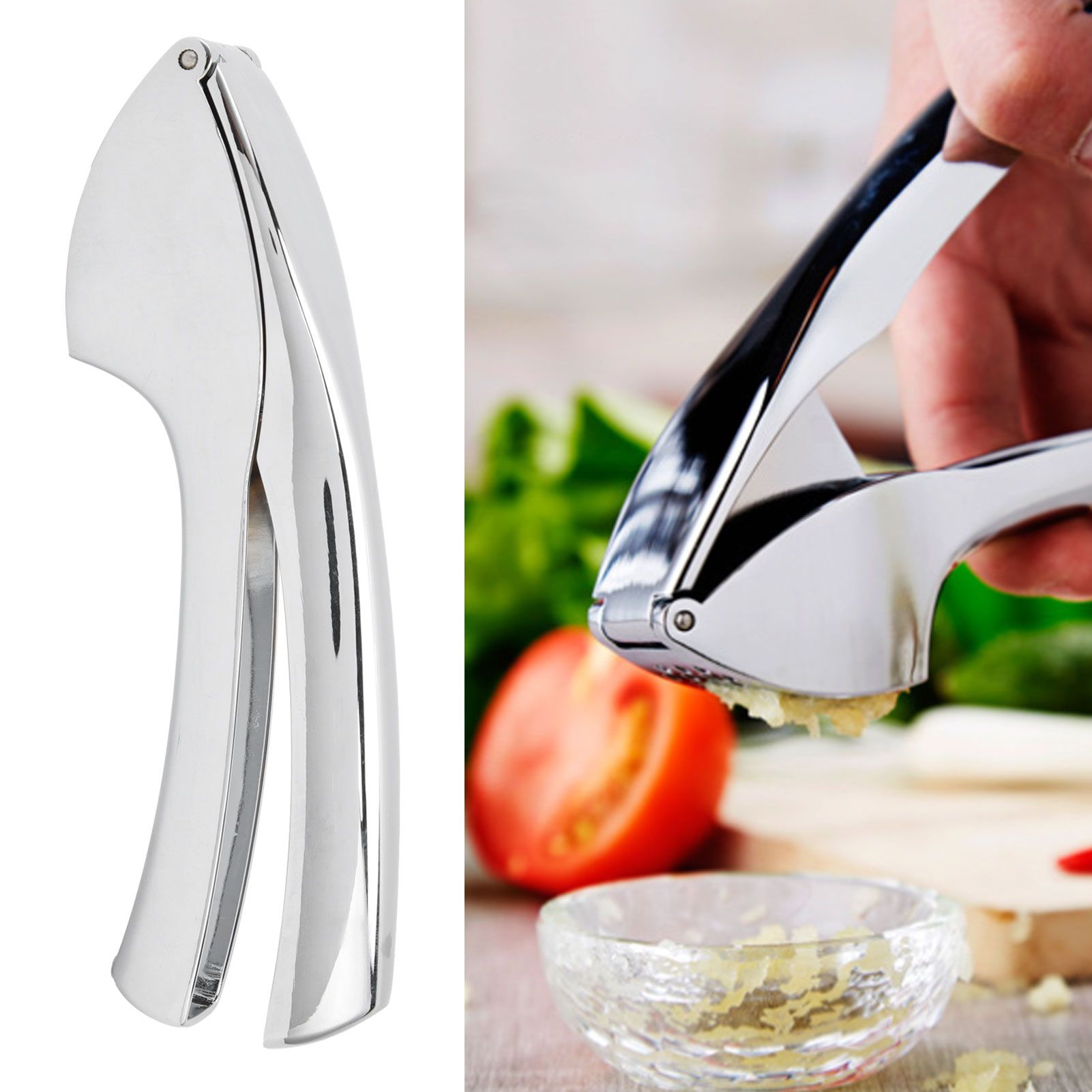 Garlic Press Zinc Alloy Sturdy Ergonomic Design Ginger Masher for Kitchen view 11