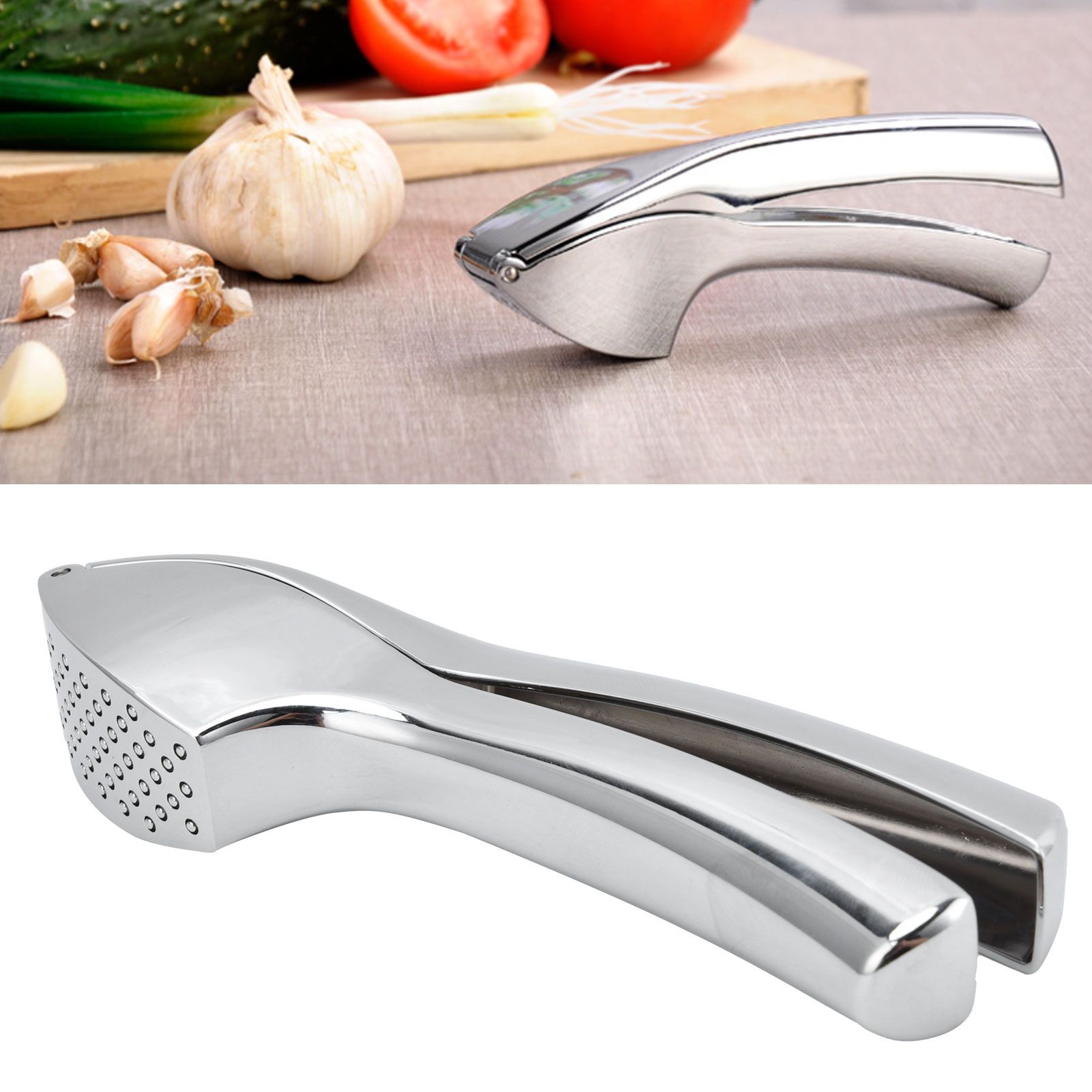 Garlic Press Zinc Alloy Sturdy Ergonomic Design Ginger Masher for Kitchen view 12
