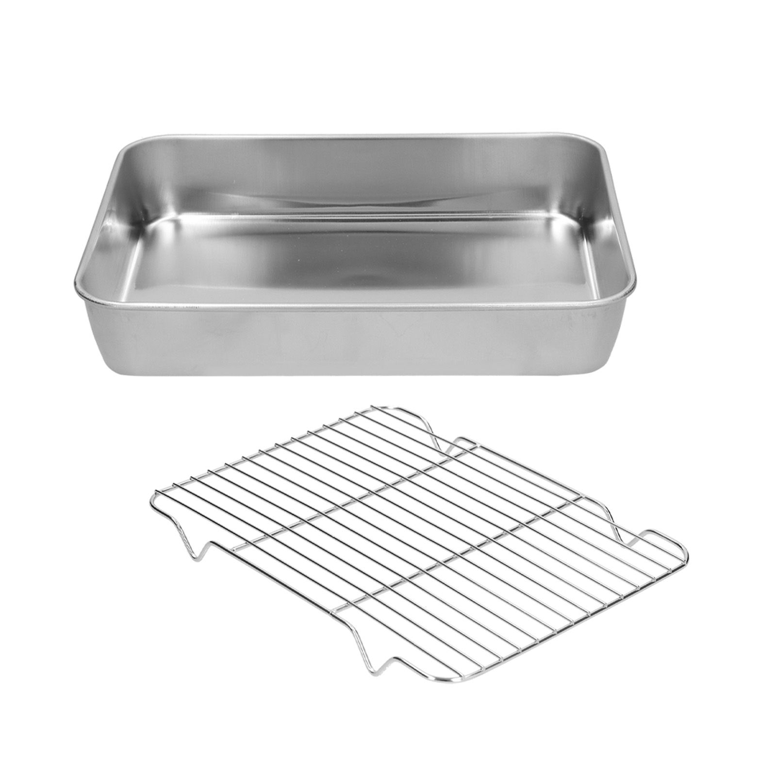 Roasting Pan and Rack Set Stainless Steel Easy Clean Rectangular Roaster with view 4