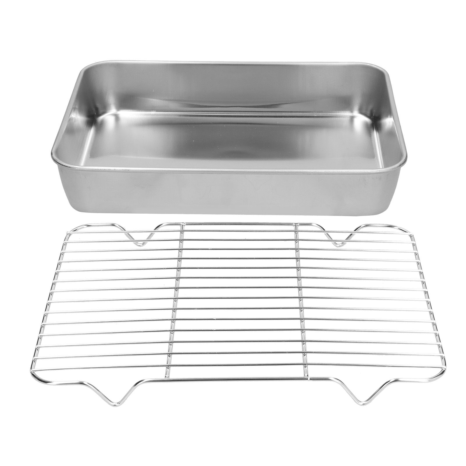 Roasting Pan and Rack Set Stainless Steel Easy Clean Rectangular Roaster with view 5