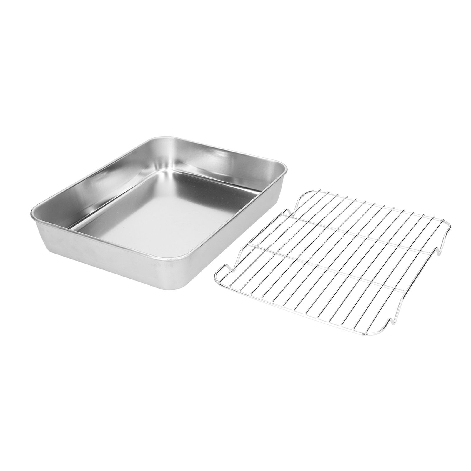 Roasting Pan and Rack Set Stainless Steel Easy Clean Rectangular Roaster with view 6