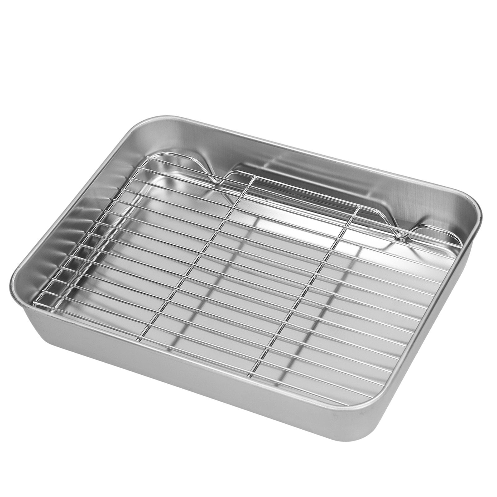 Roasting Pan and Rack Set Stainless Steel Easy Clean Rectangular Roaster with view 10