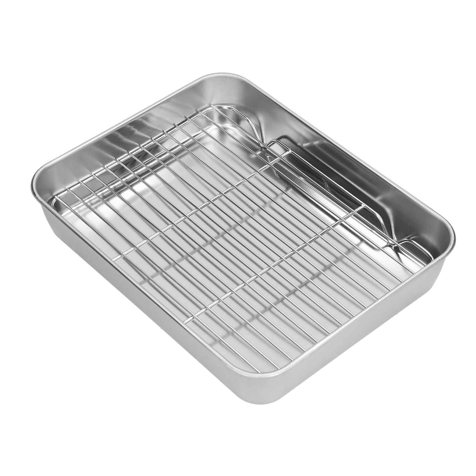 Roasting Pan and Rack Set Stainless Steel Easy Clean Rectangular Roaster with view 2