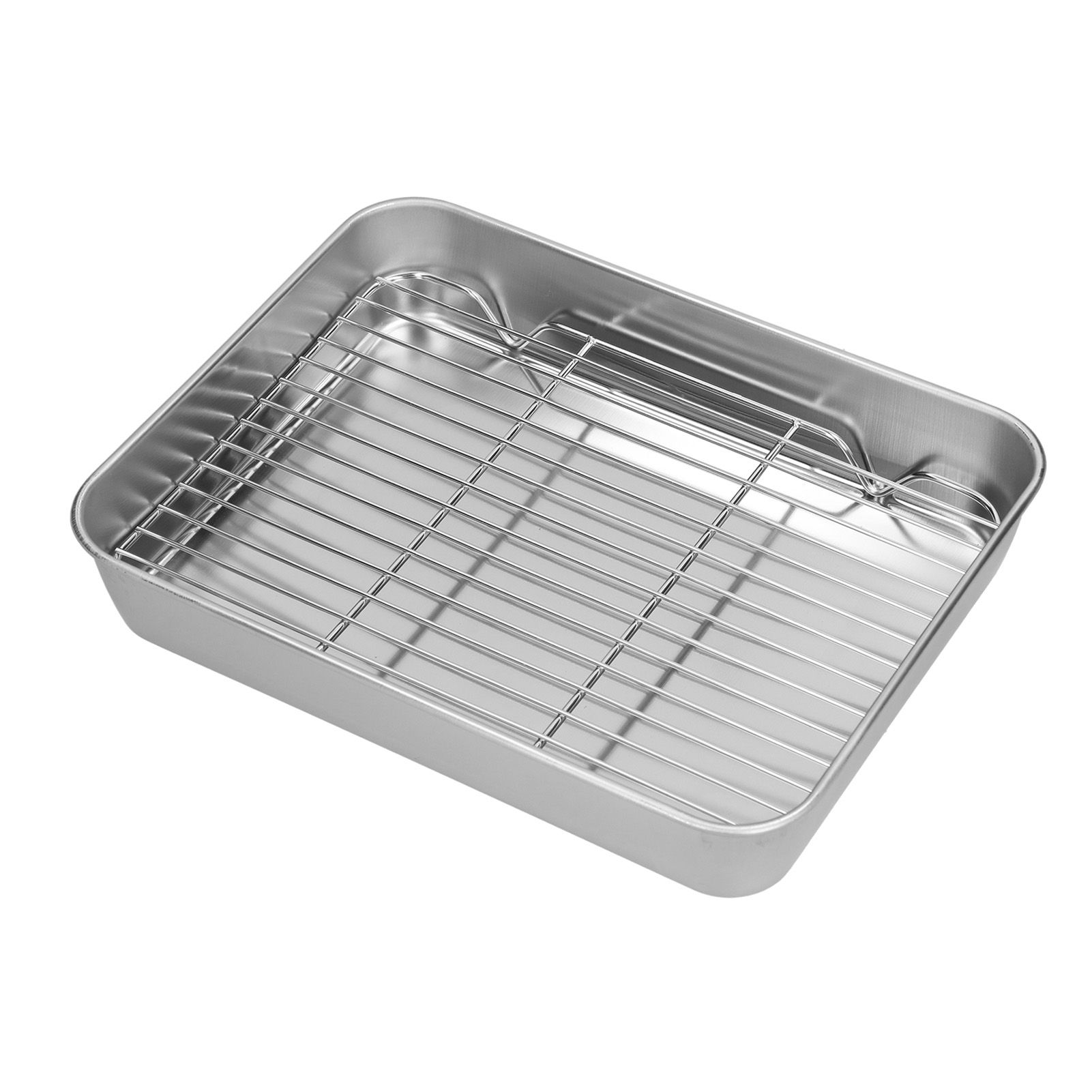Roasting Pan and Rack Set Stainless Steel Easy Clean Rectangular Roaster with view 3