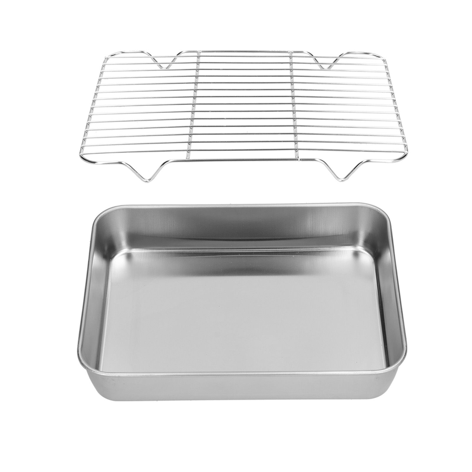 Roasting Pan and Rack Set Stainless Steel Easy Clean Rectangular Roaster with view 7