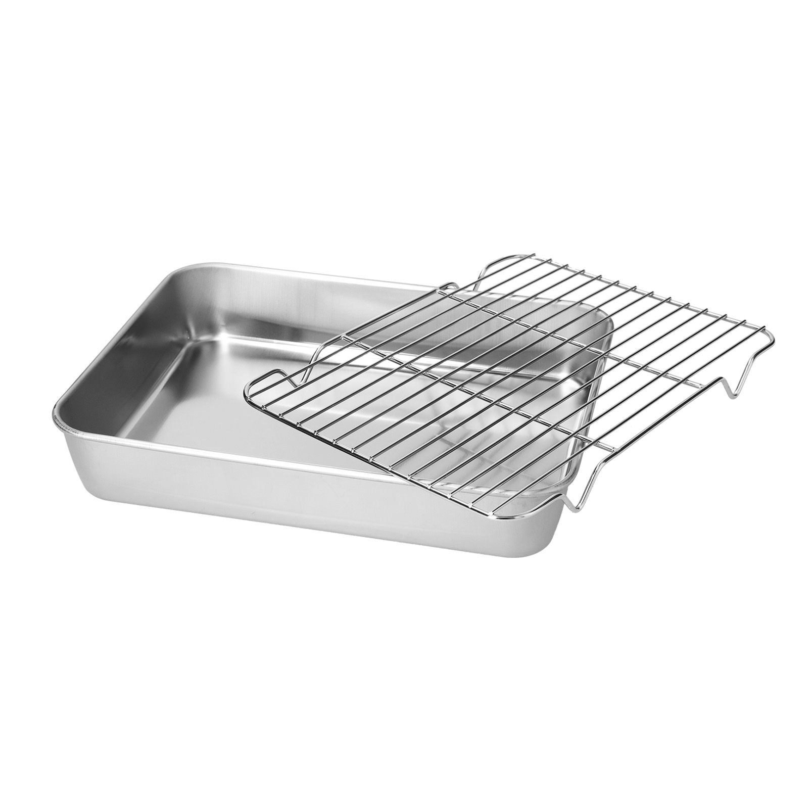 Roasting Pan and Rack Set Stainless Steel Easy Clean Rectangular Roaster with view 8