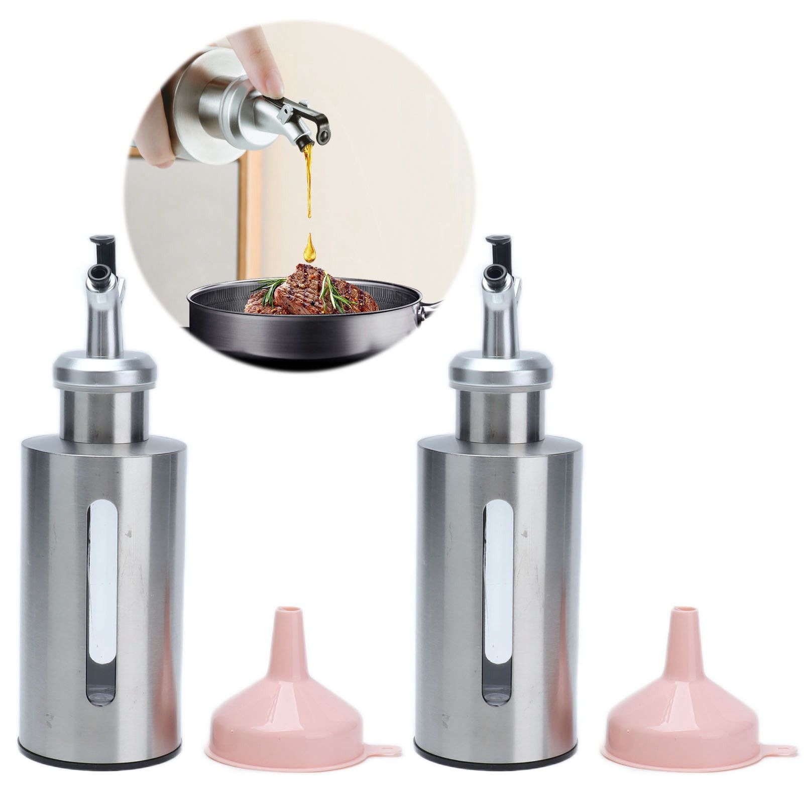 Oil Dispenser Bottle Stainless Steel Easy Refill and Cleaning Modern Olive Oil view 11