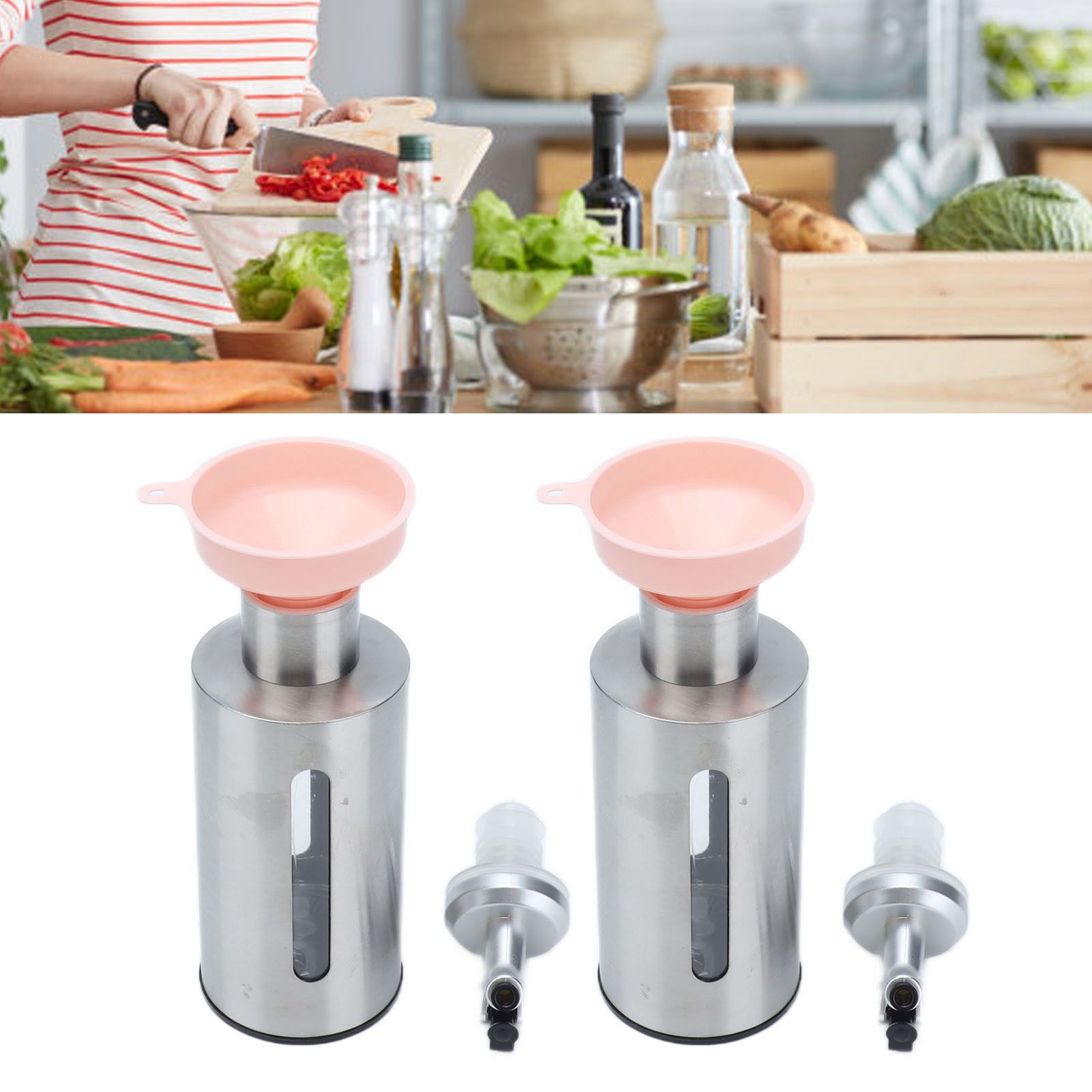 Oil Dispenser Bottle Stainless Steel Easy Refill and Cleaning Modern Olive Oil view 12