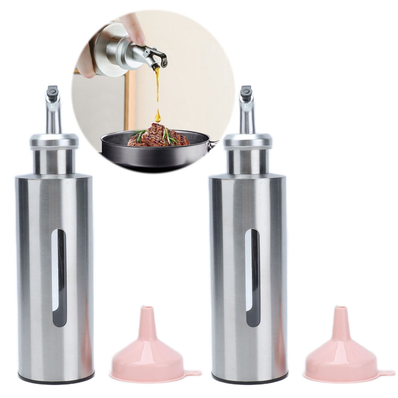 Oil Dispenser Bottle Stainless Steel Easy Refill and Cleaning Modern Olive Oil view 11
