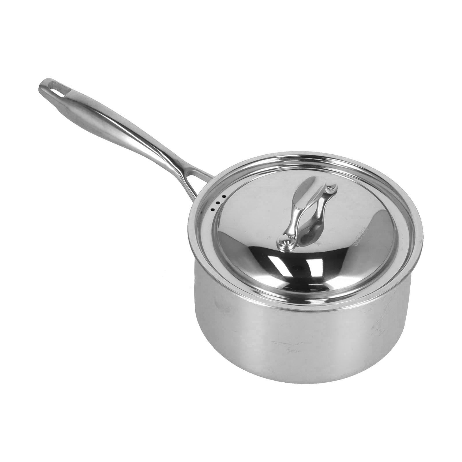 Sauce Pan 304 Stainless Steel Anti Slip Multipurpose Thicken Milk Pot with Lid view 2