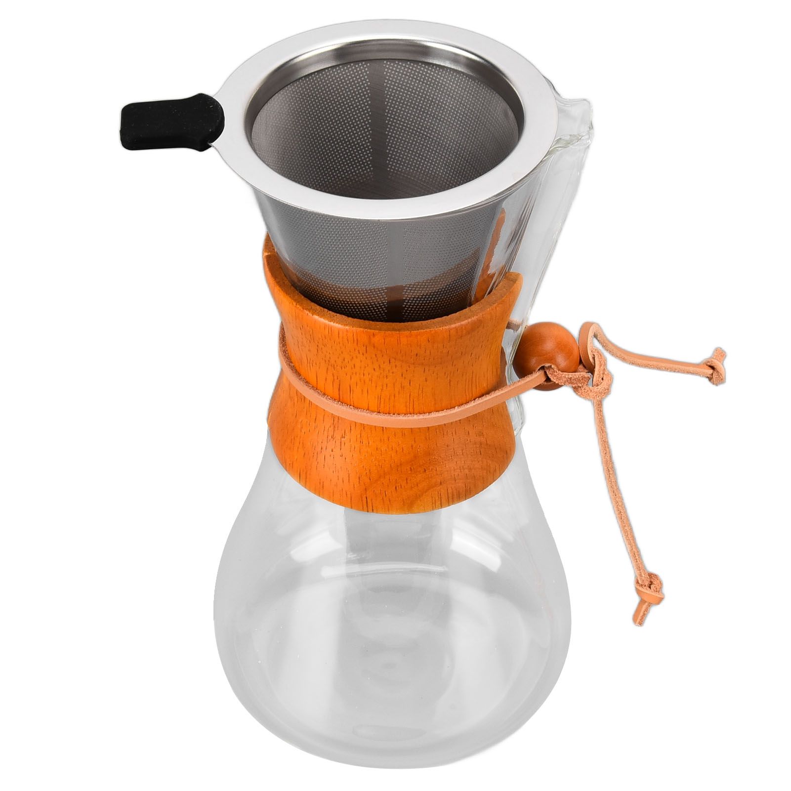 550ml Pour Over Coffee Dripper Bamboo Classic Heat Resistant Glass Coffee view 3