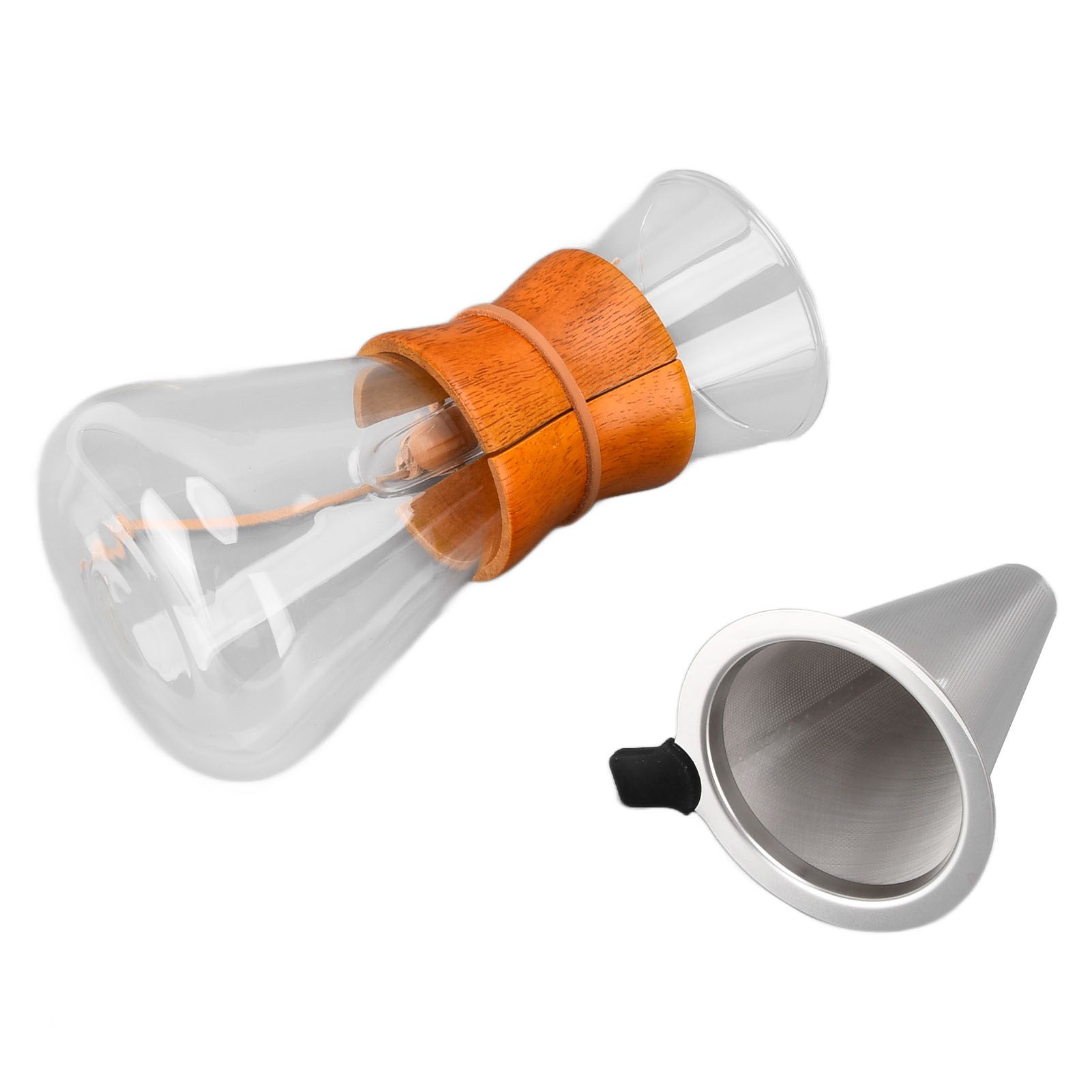 550ml Pour Over Coffee Dripper Bamboo Classic Heat Resistant Glass Coffee view 4