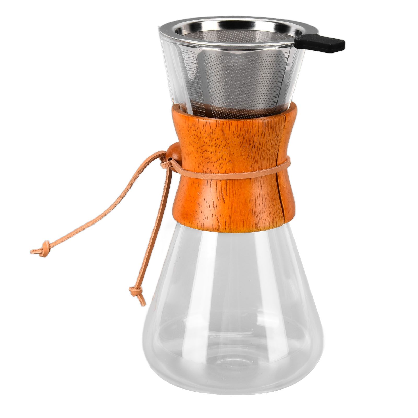 550ml Pour Over Coffee Dripper Bamboo Classic Heat Resistant Glass Coffee view 5