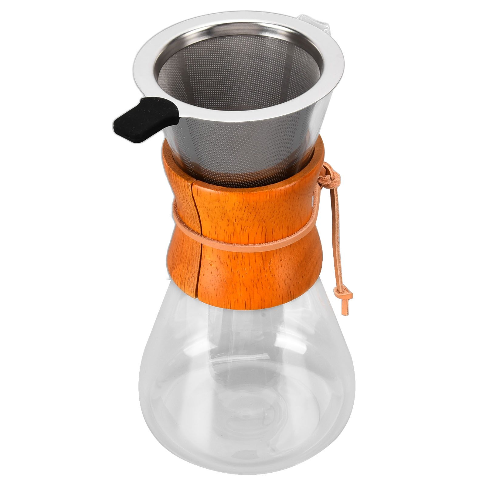550ml Pour Over Coffee Dripper Bamboo Classic Heat Resistant Glass Coffee view 7