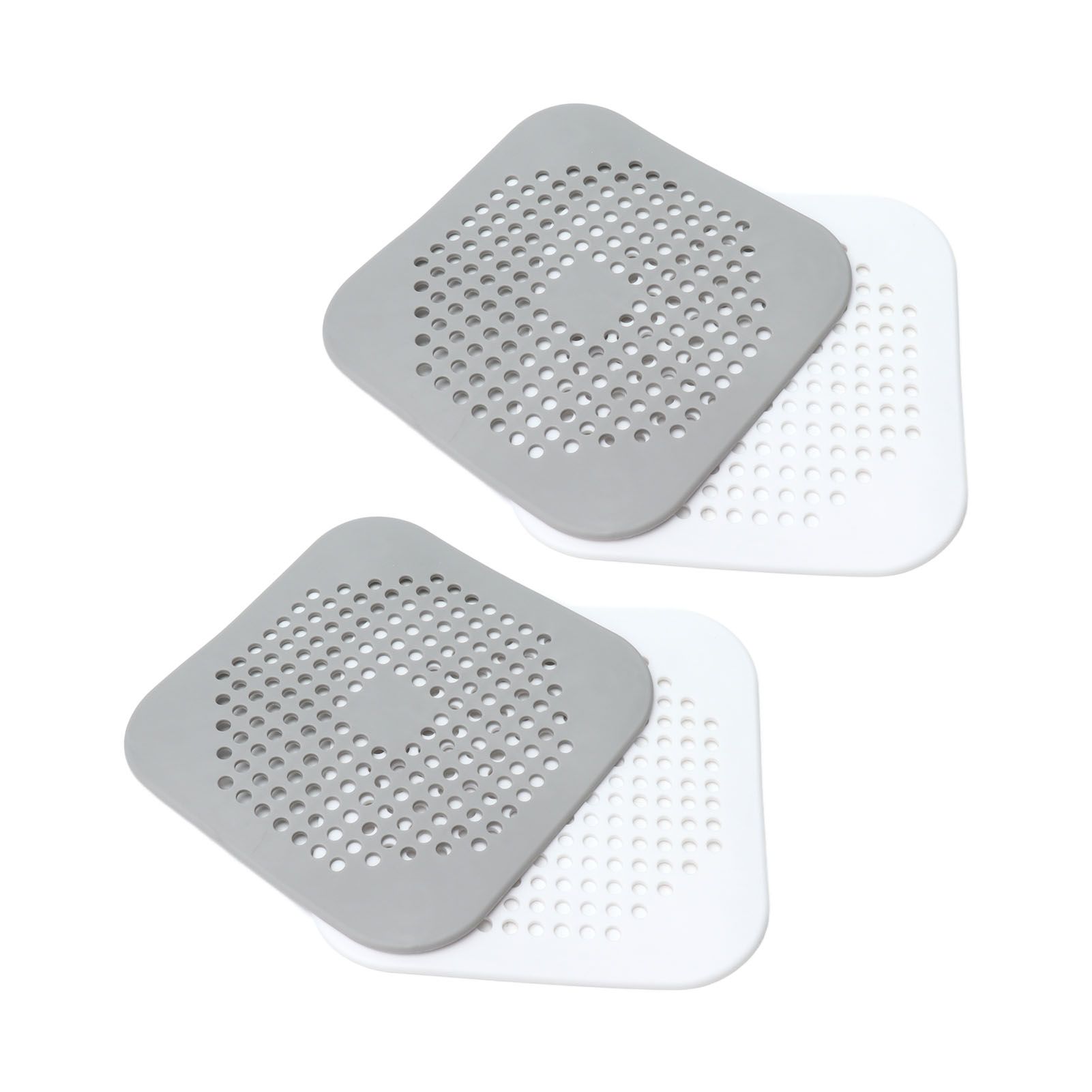 4 Pcs Drain Hair Catcher Square TPR Shower Hair Stopper with Suction Cup for view 5