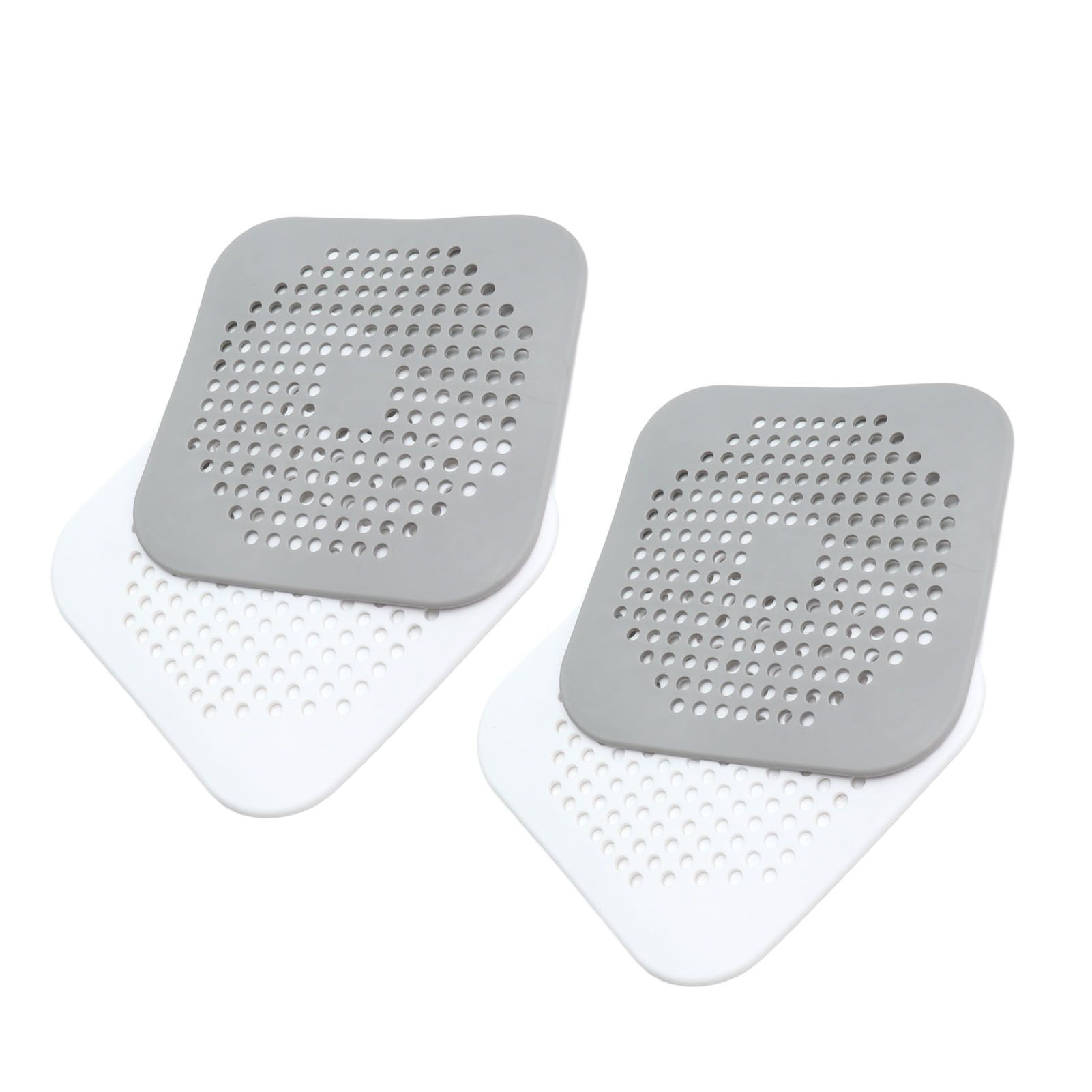 4 Pcs Drain Hair Catcher Square TPR Shower Hair Stopper with Suction Cup for view 8
