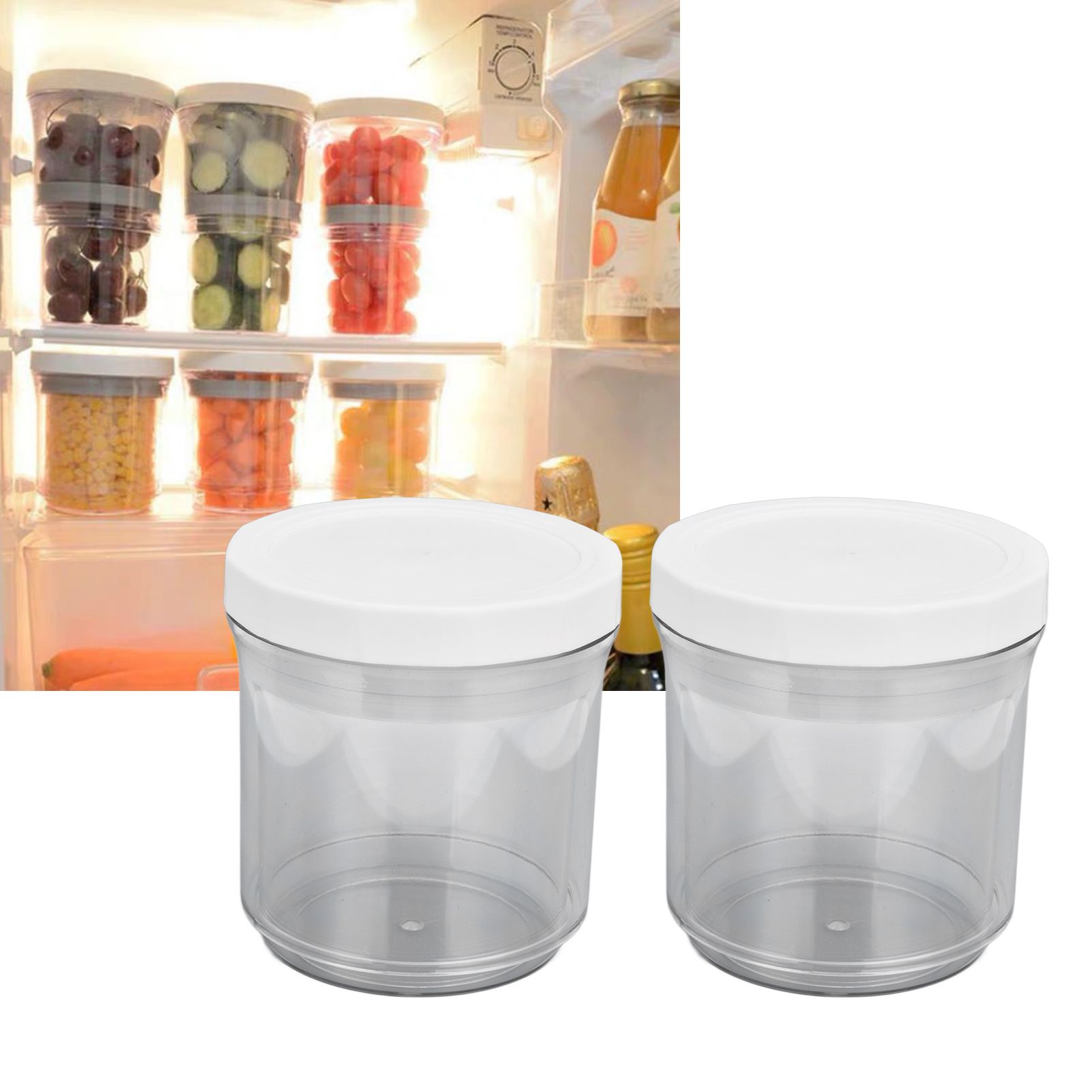 2Pcs Vacuum Container Push Type Retractable Adjustable Food Storage Box with view 11