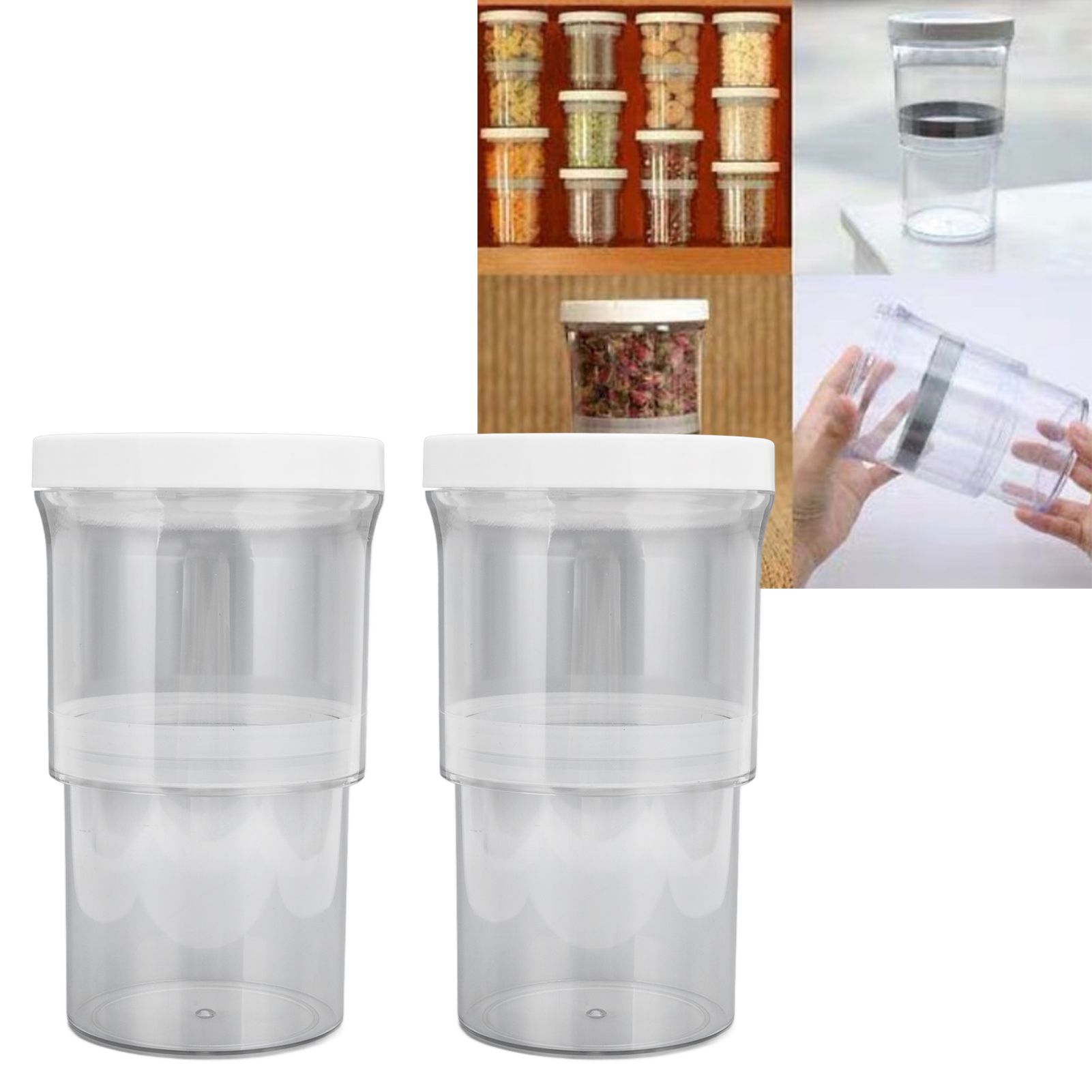 2Pcs Vacuum Container Push Type Retractable Adjustable Food Storage Box with view 12