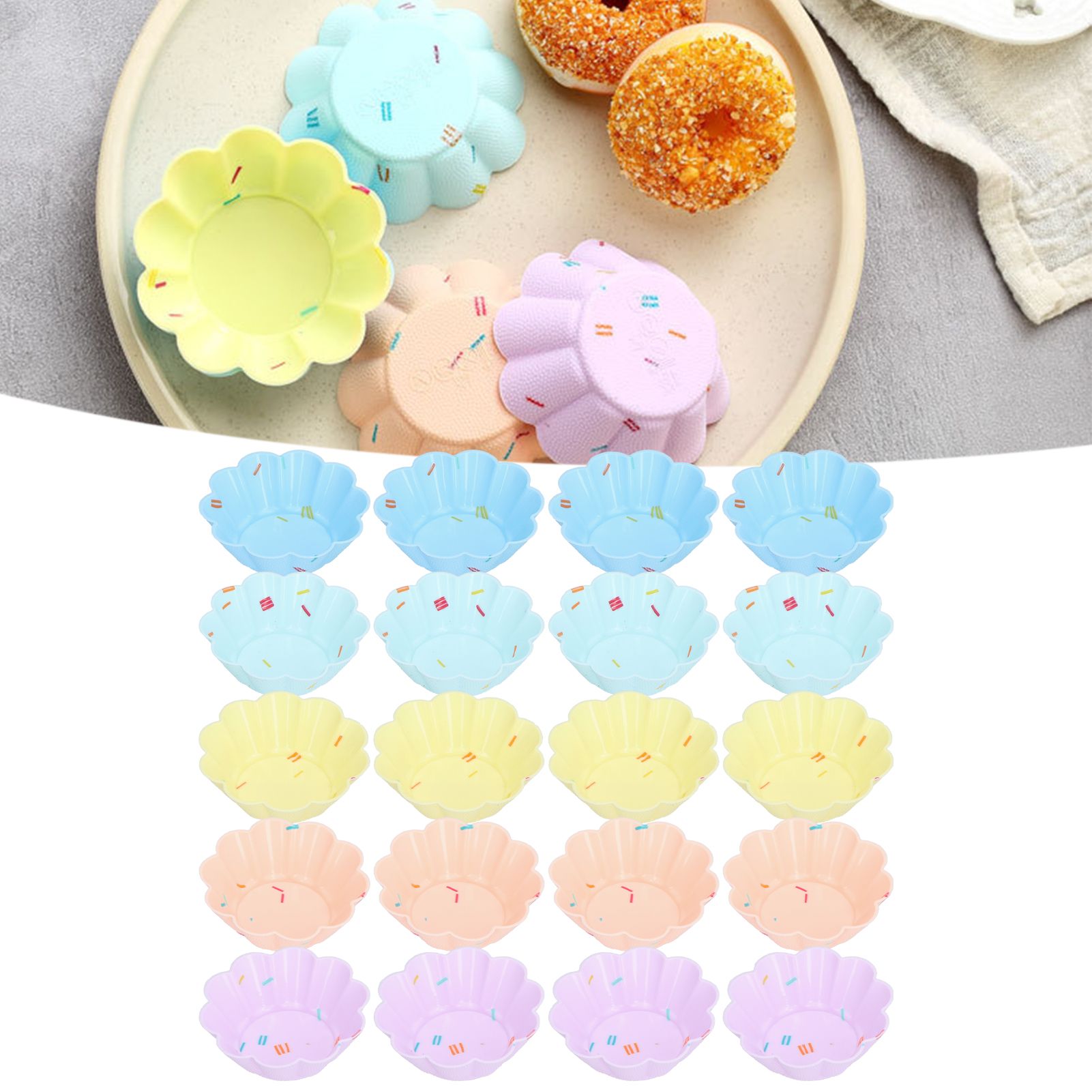 20Pcs Small Cake Cup Baking Mold Reusable Easy Clean Silicone Mini Cupcake view 11