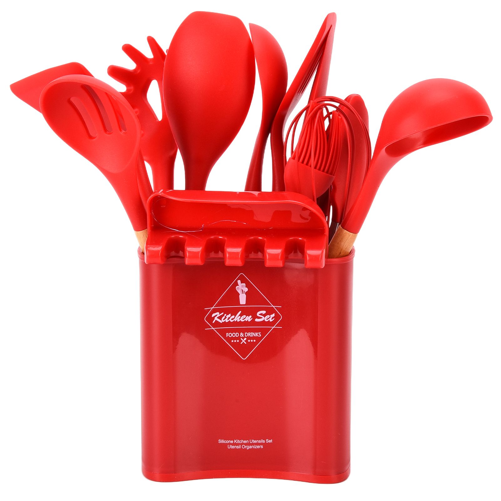 13Pcs Silicone Cooking Utensils Set Non Stick Spatula Shovel Wooden Handle