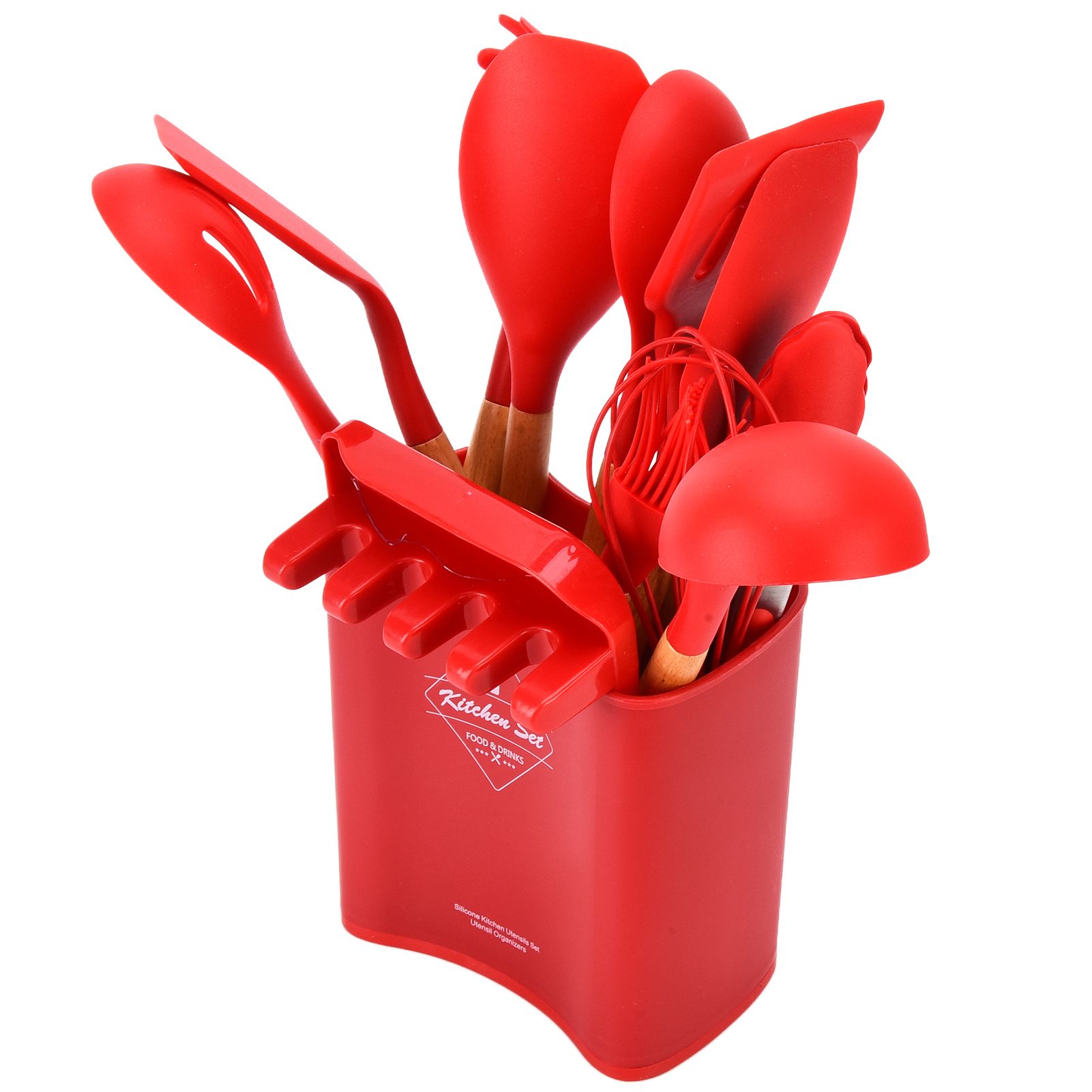 13Pcs Silicone Cooking Utensils Set Non Stick Spatula Shovel Wooden Handle view 8