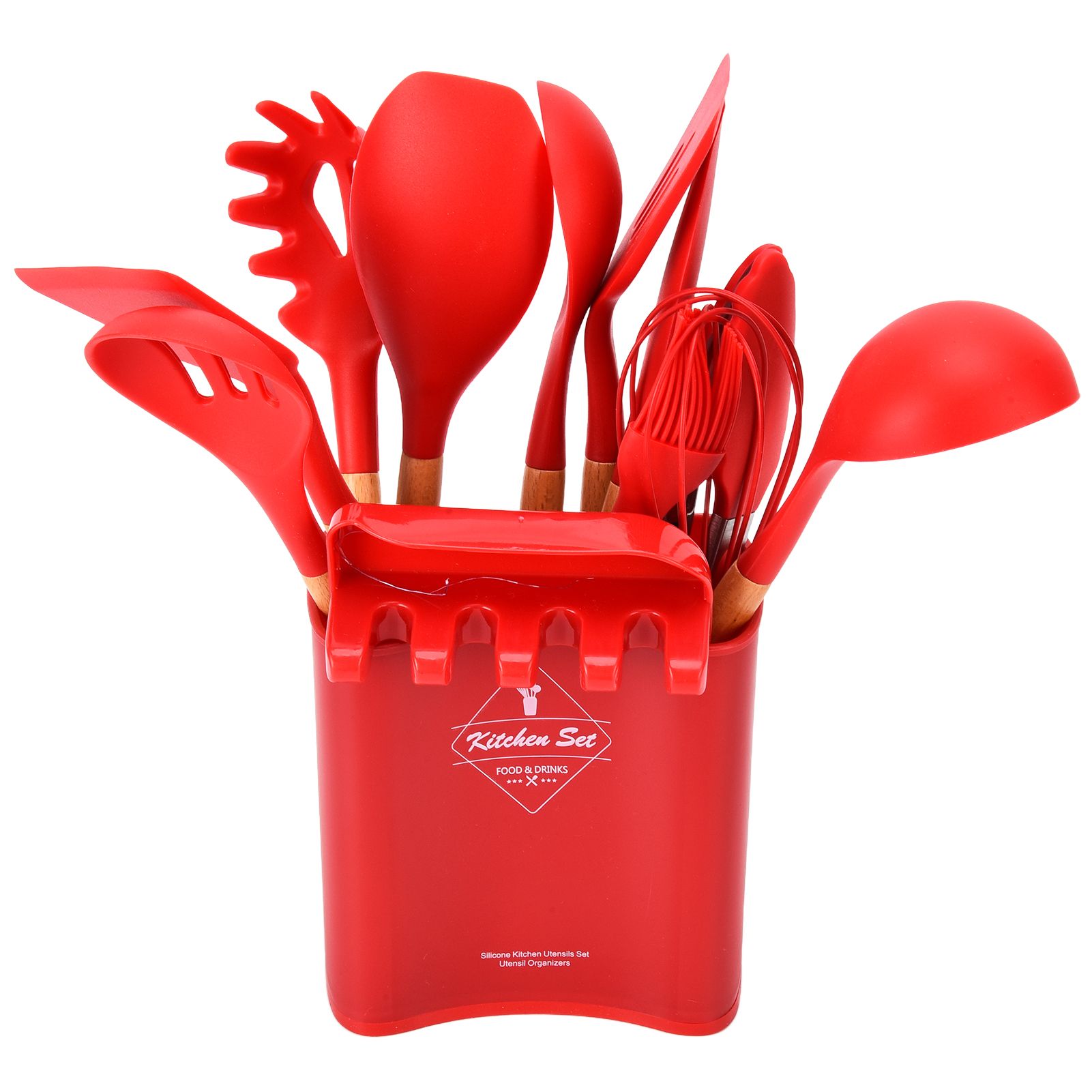 13Pcs Silicone Cooking Utensils Set Non Stick Spatula Shovel Wooden Handle view 10