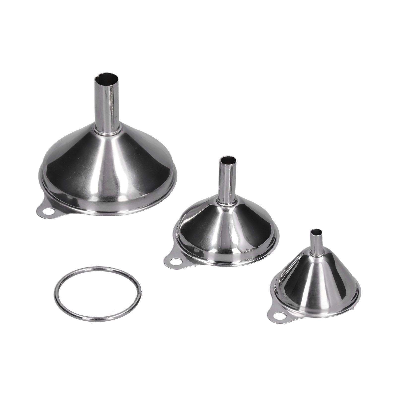 3Pcs Stainless Steel Funnel Filling Bottles Funnel Oil Leaking Separatory view 2