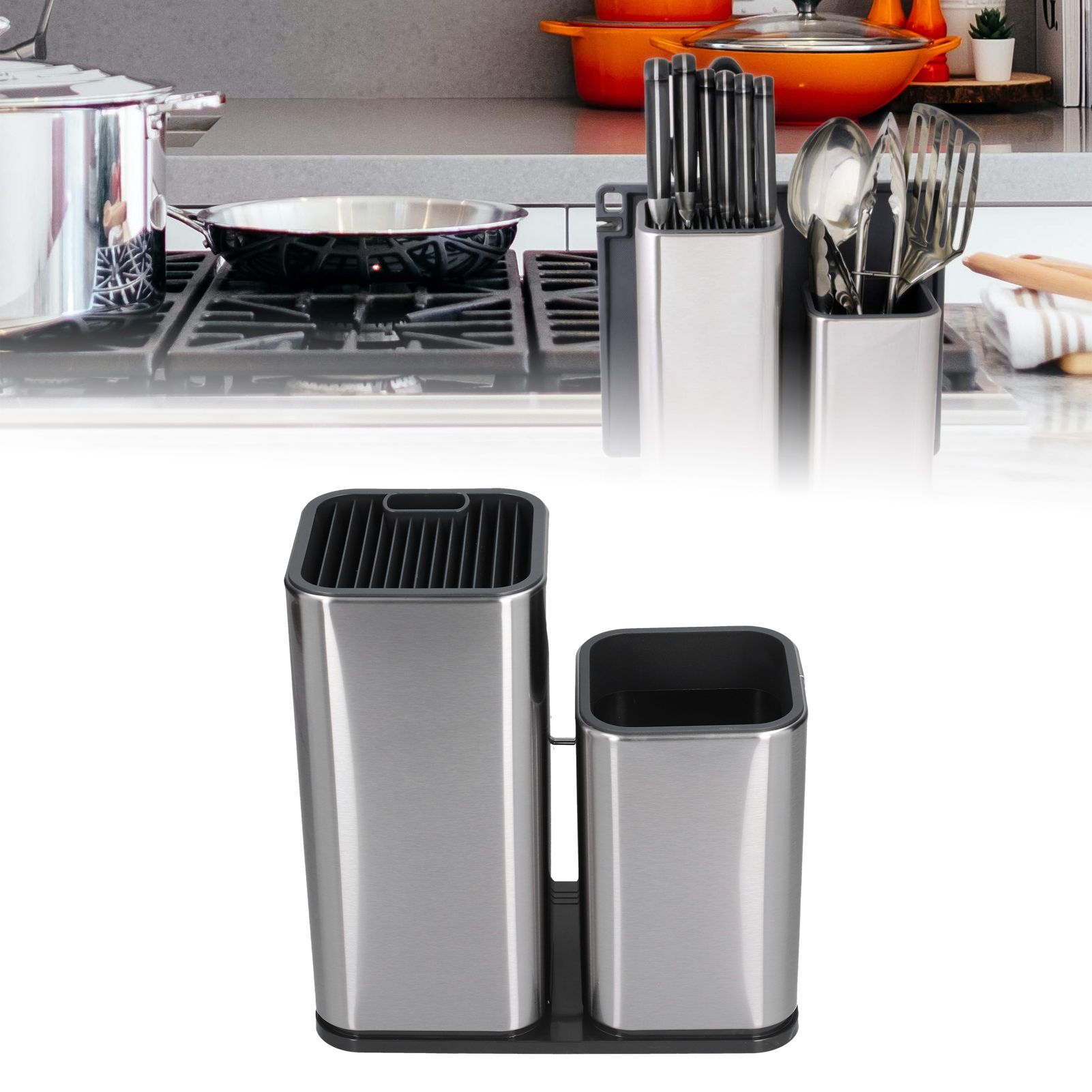 2 in 1 Knife Holder with Cutting Board Organizer Stainless Steel Kitchen view 11