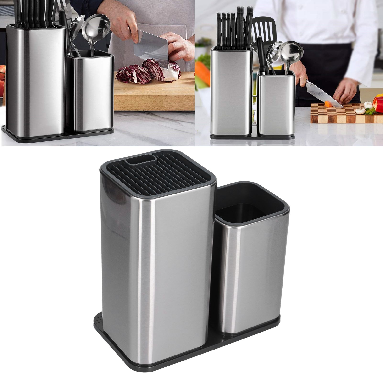 2 in 1 Knife Holder with Cutting Board Organizer Stainless Steel Kitchen view 12