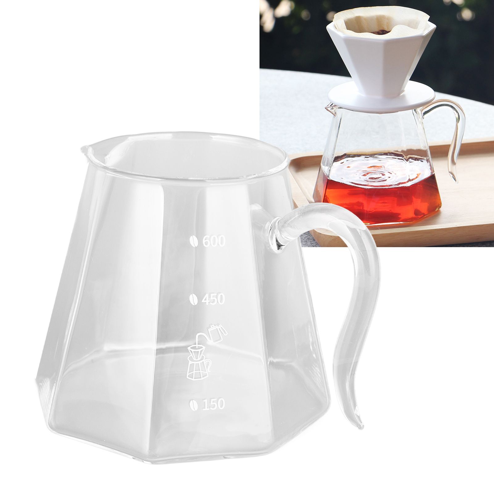 600ml Hand Drip Coffee Glass Cup with Unique Eagle Beak Handles for Making Coffee view 11