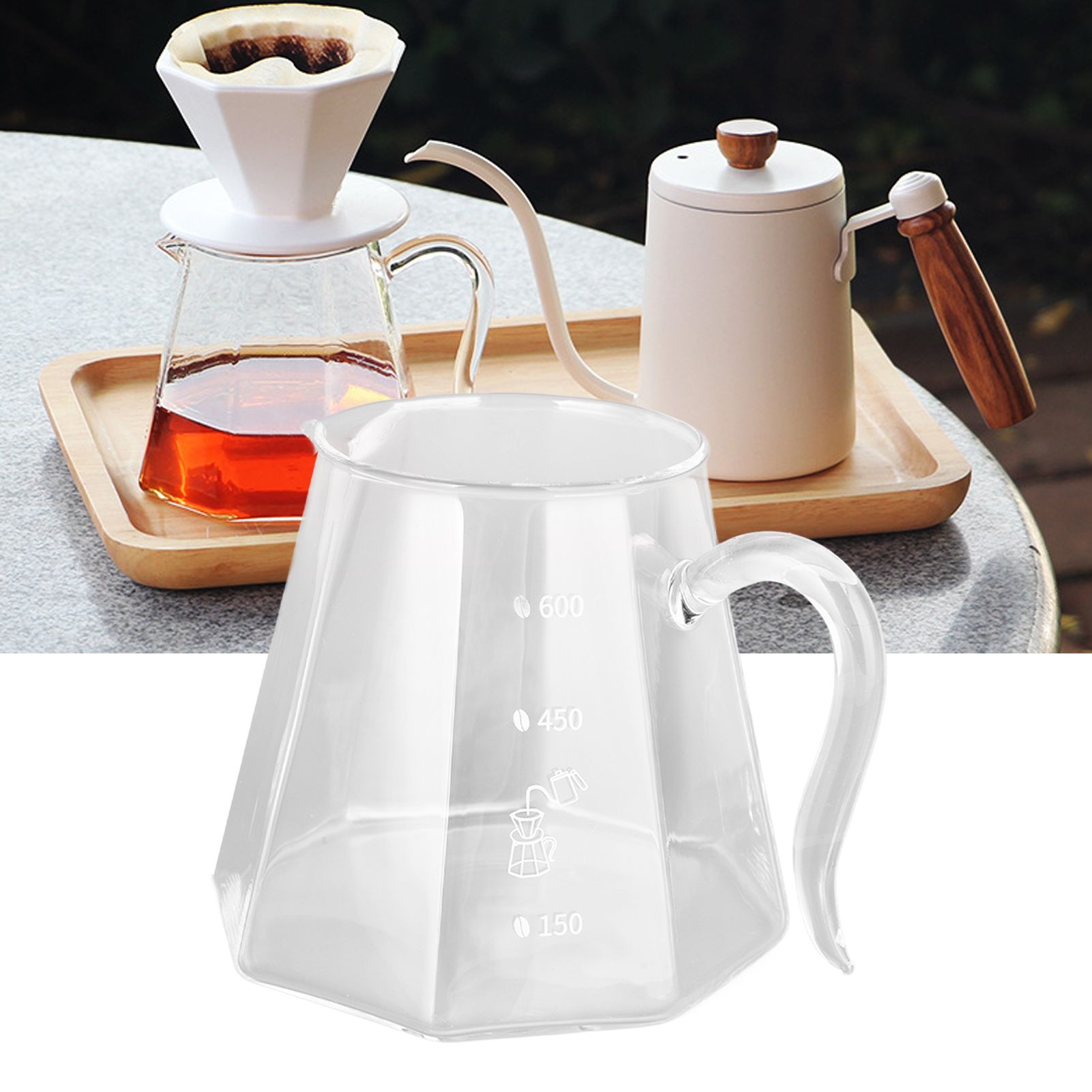 600ml Hand Drip Coffee Glass Cup with Unique Eagle Beak Handles for Making Coffee view 12