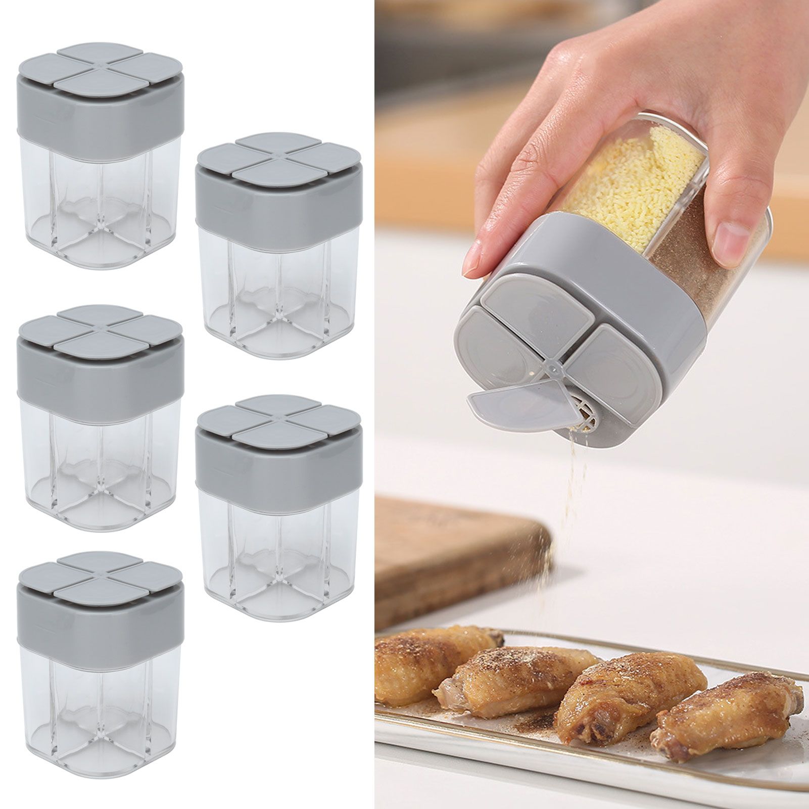 5pcs 4 in 1 Spice Container Seasoning Spice Shaker with Sealed Lid for Home view 11