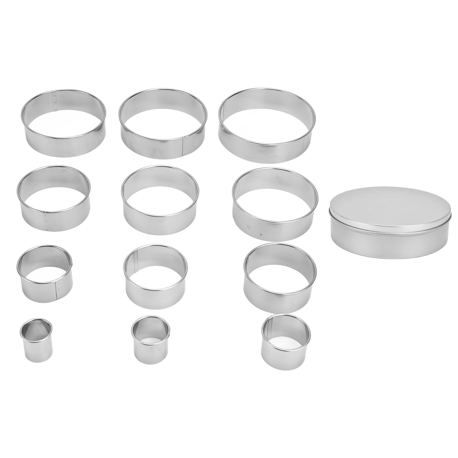 12pcs Portable Round Cookie Molds Mousse Cake Ring Mould Stainless Steel