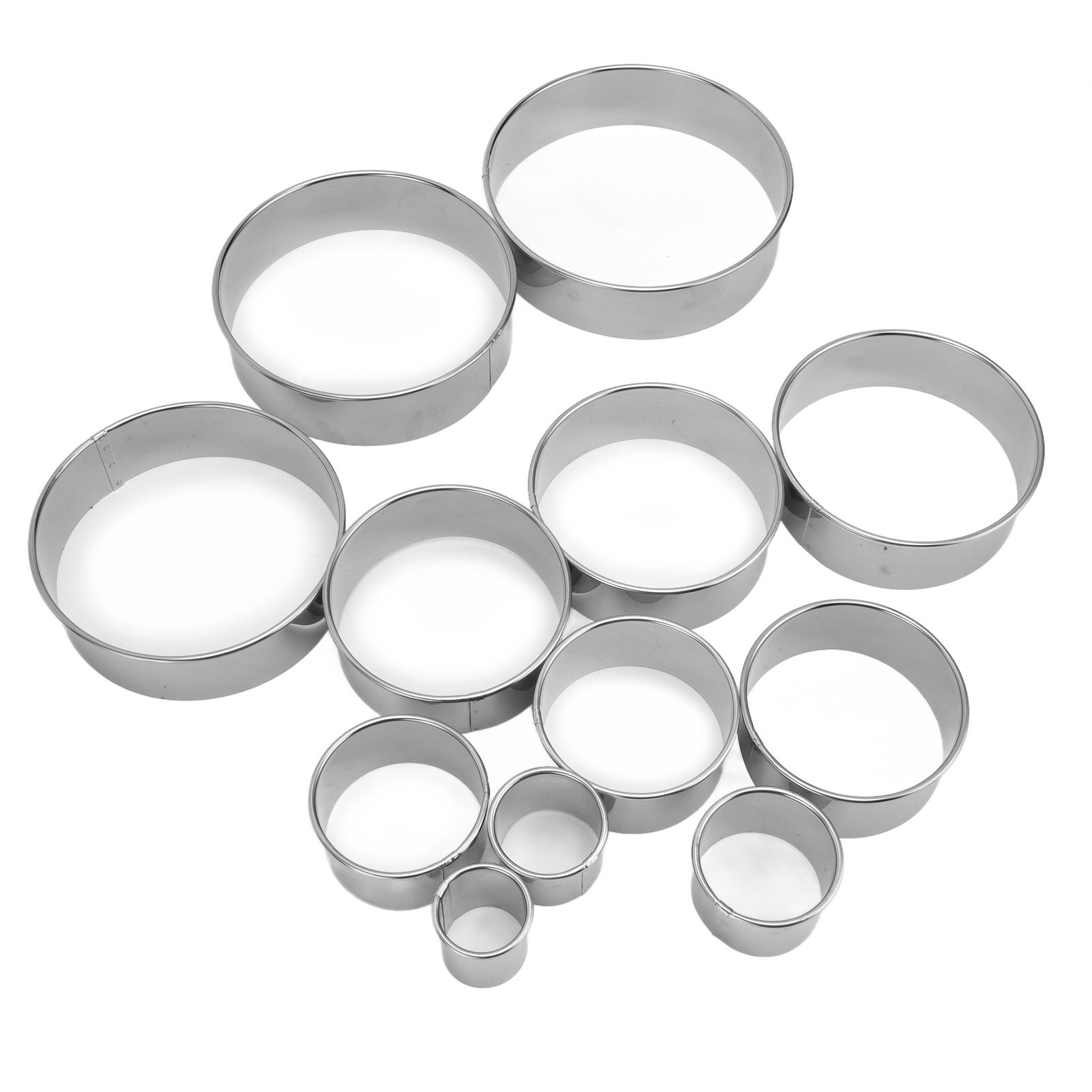 12pcs Portable Round Cookie Molds Mousse Cake Ring Mould Stainless Steel view 2