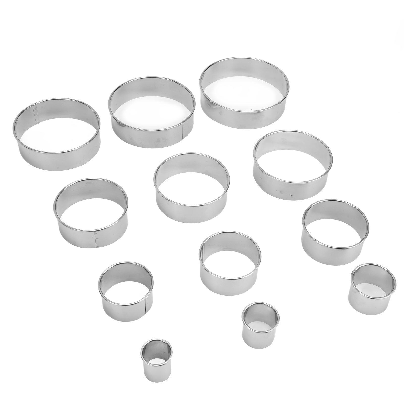 12pcs Portable Round Cookie Molds Mousse Cake Ring Mould Stainless Steel view 3