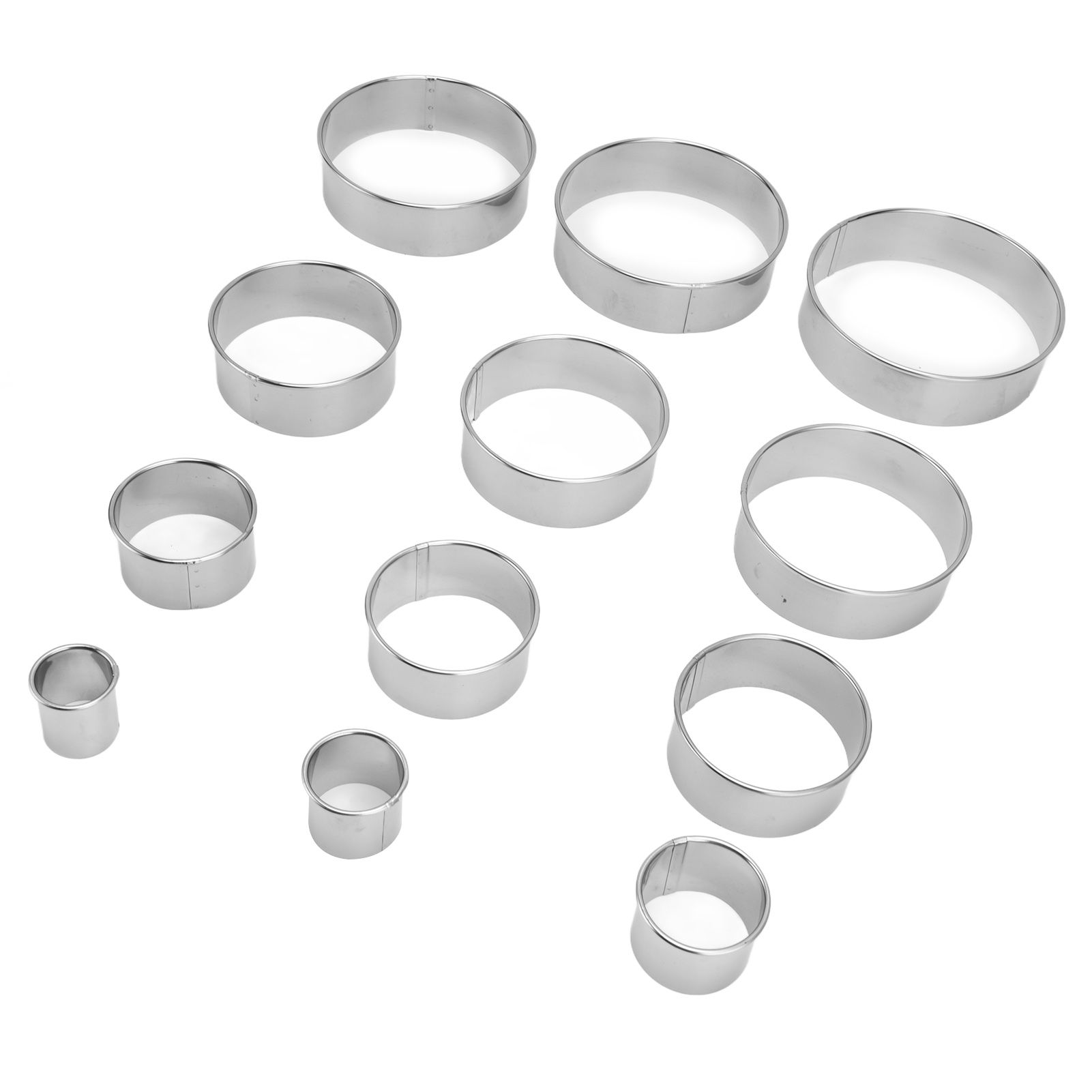 12pcs Portable Round Cookie Molds Mousse Cake Ring Mould Stainless Steel view 4