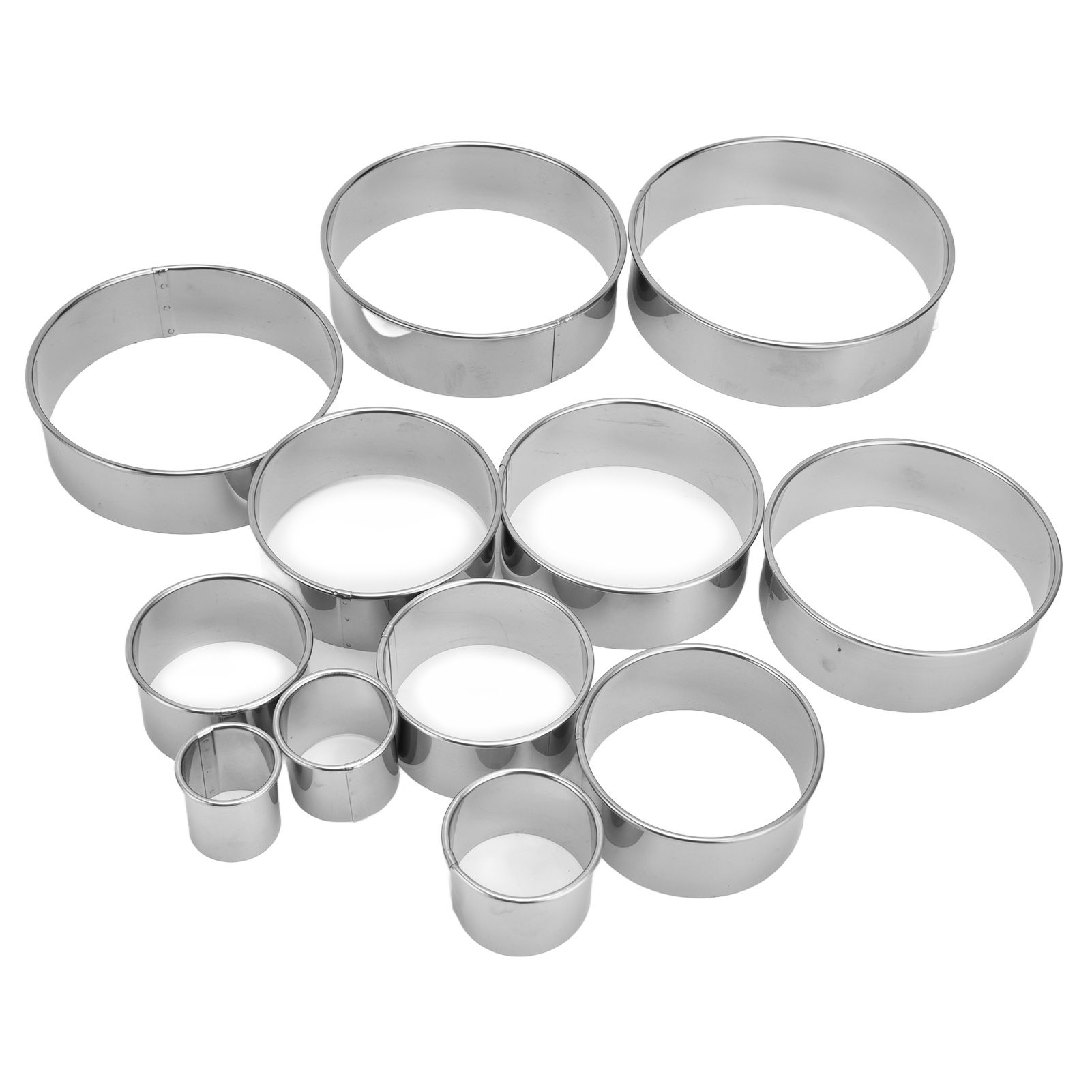 12pcs Portable Round Cookie Molds Mousse Cake Ring Mould Stainless Steel view 5