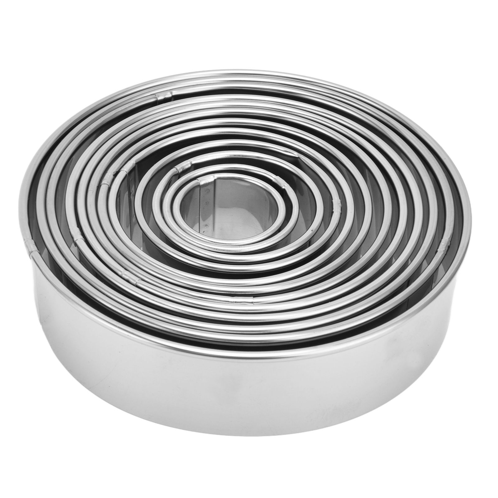 12pcs Portable Round Cookie Molds Mousse Cake Ring Mould Stainless Steel view 7